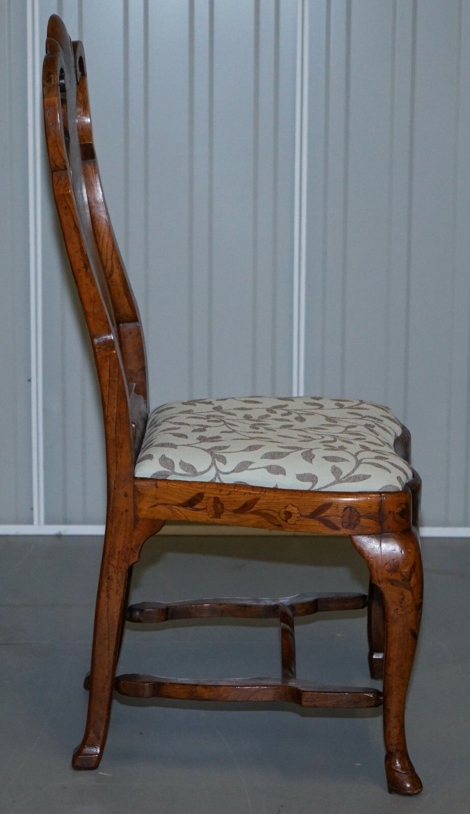 Rare Set Of Six 18th Century Circa 1760 Dutch Elm Marquetry Inlaid Dining Chairs photo vintage