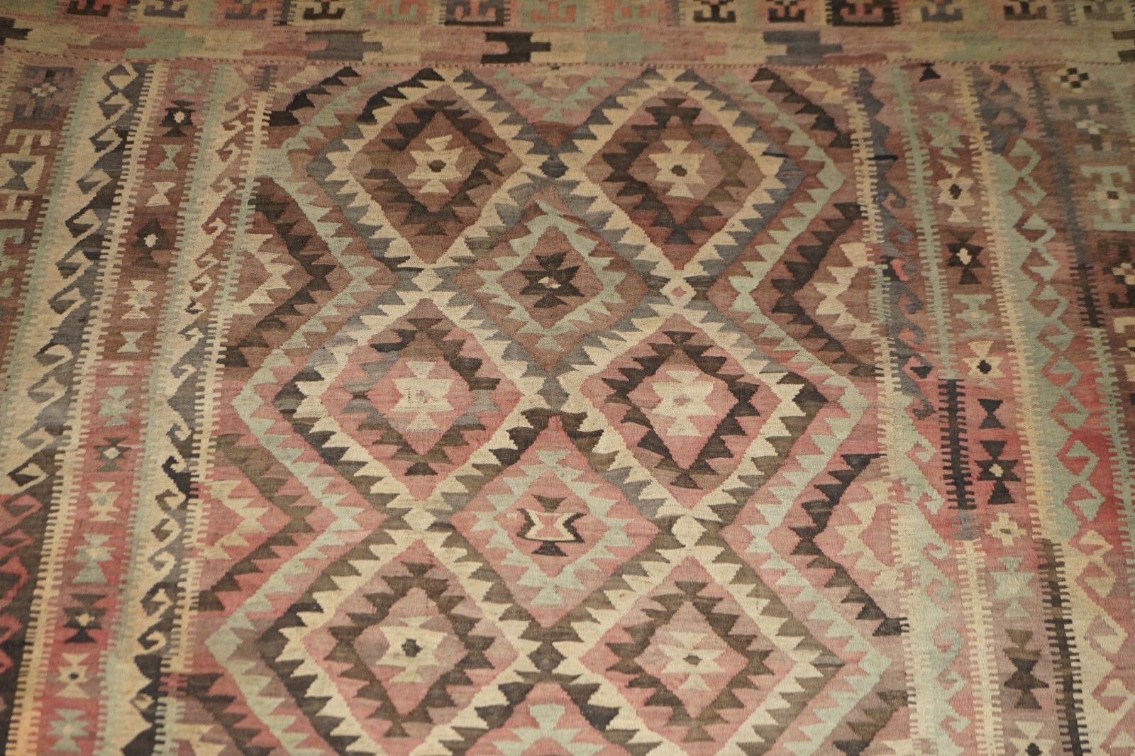 Huge Antique Liberty's London Aztec Kilim Rug Carpet 380 X 250 Cm With Receipt photo 5950.0