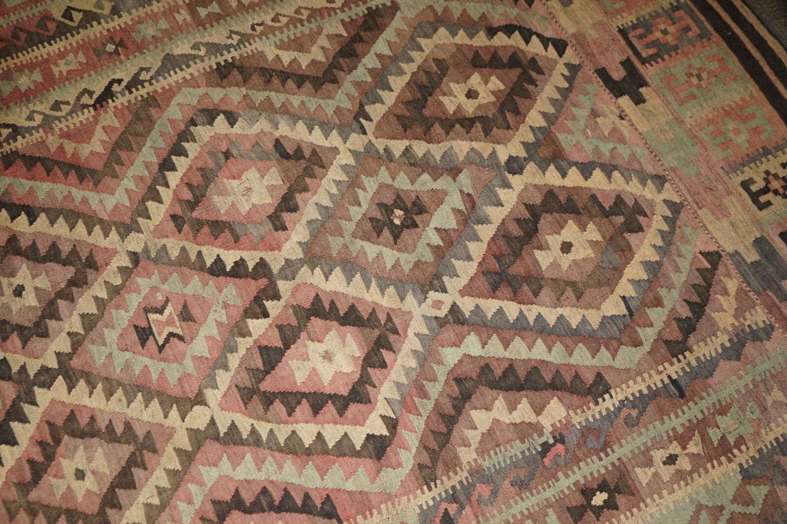 photo vinterior Huge Antique Liberty's London Aztec Kilim Rug Carpet 380 X 250 Cm With Receipt