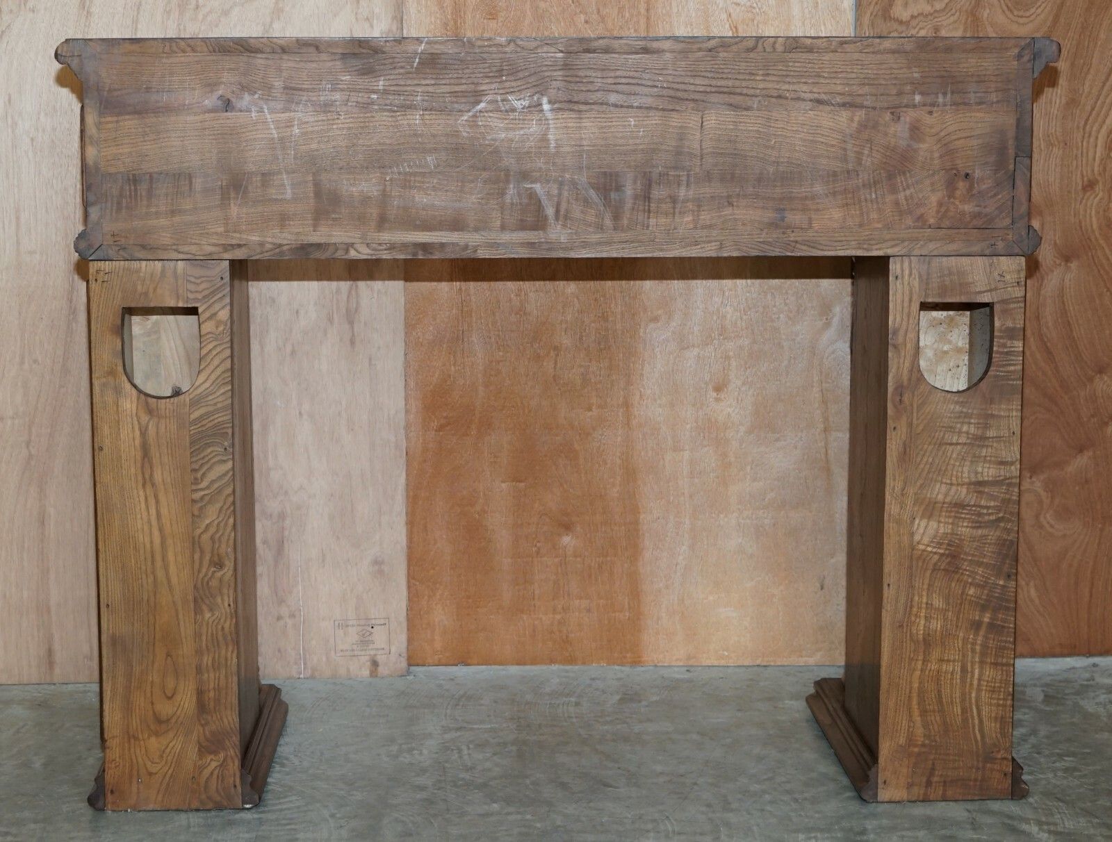 Home Fixtures Antique Circa 1880 Hand Carved Solid Elm Fireplace Mantlepiece Fretwork Columns photo