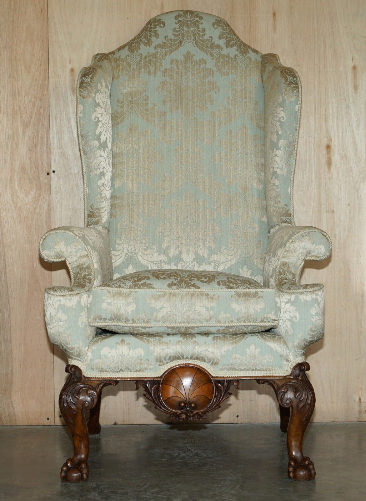 Antique 1840 Museum Quality Claw & Ball Carved Feet Wingback Very Large Armchair photo furniture