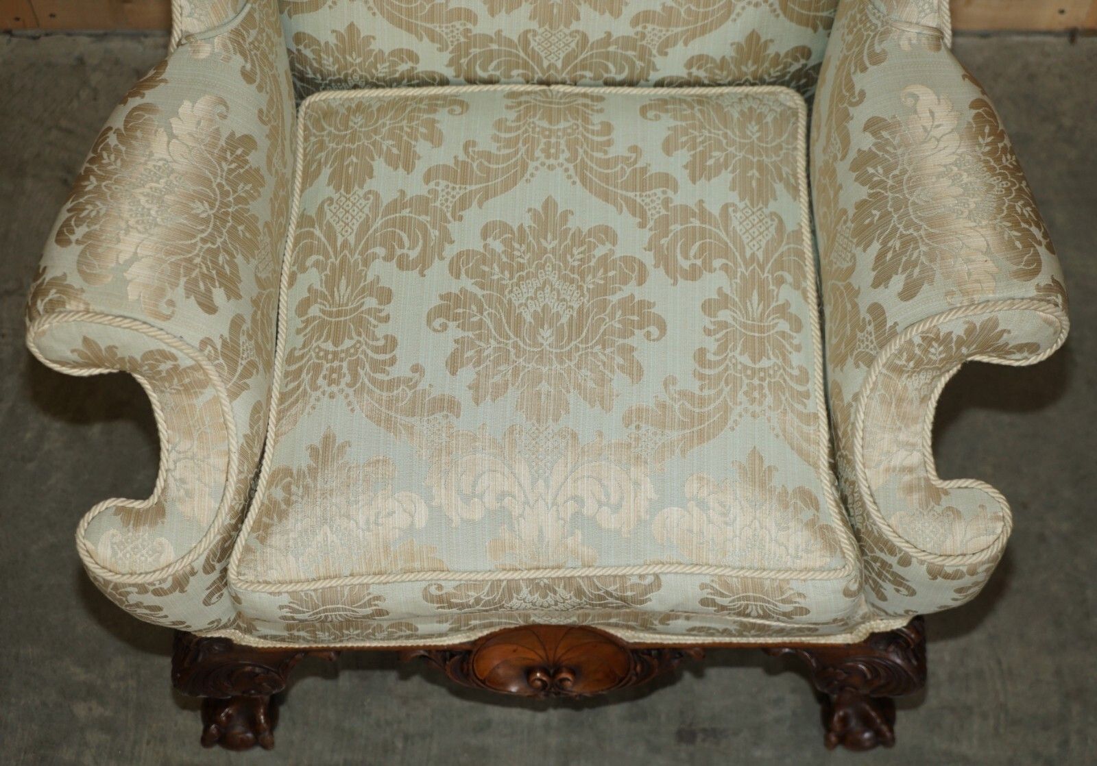 Antique 1840 Museum Quality Claw & Ball Carved Feet Wingback Very Large Armchair photo buy
