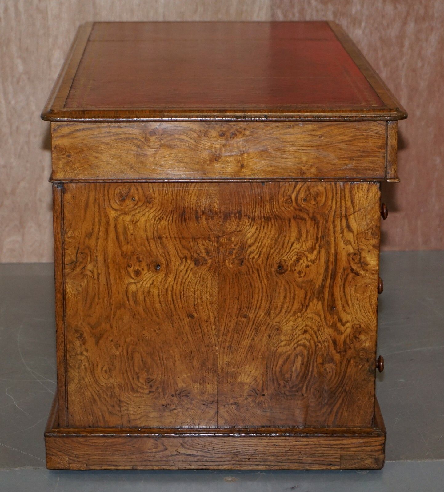 Rare Circa 1880 Antique Howard & Son's Pollard Oak Partner Desk Oxblood Leather photo vintage