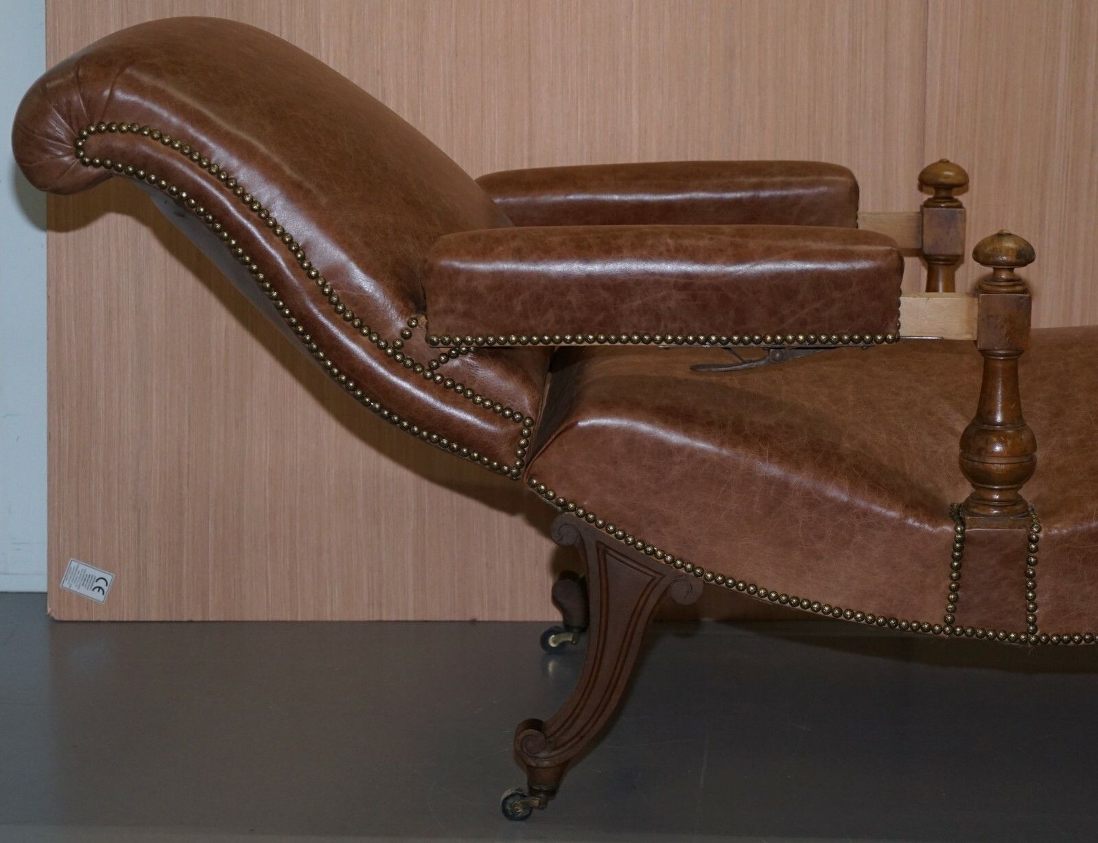 photo for sale Fully Restored Recliner Chaise Lounge Cir 1860 Victorian Brown Leather Armchair
