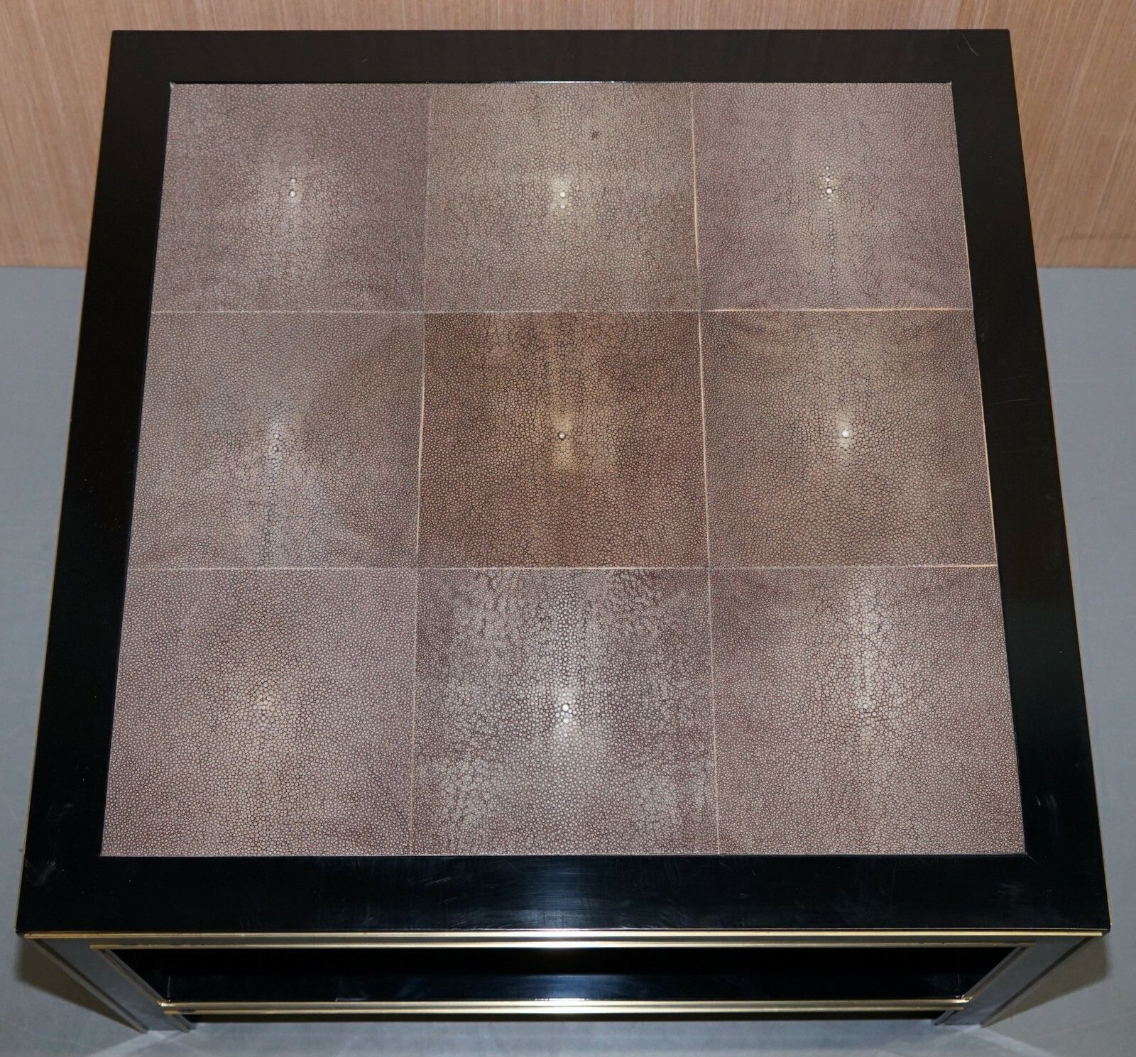 photo furniture Pair Of Rrp £18,000 Original Shagreen Gilt Metal Large Side Coffee End Tables