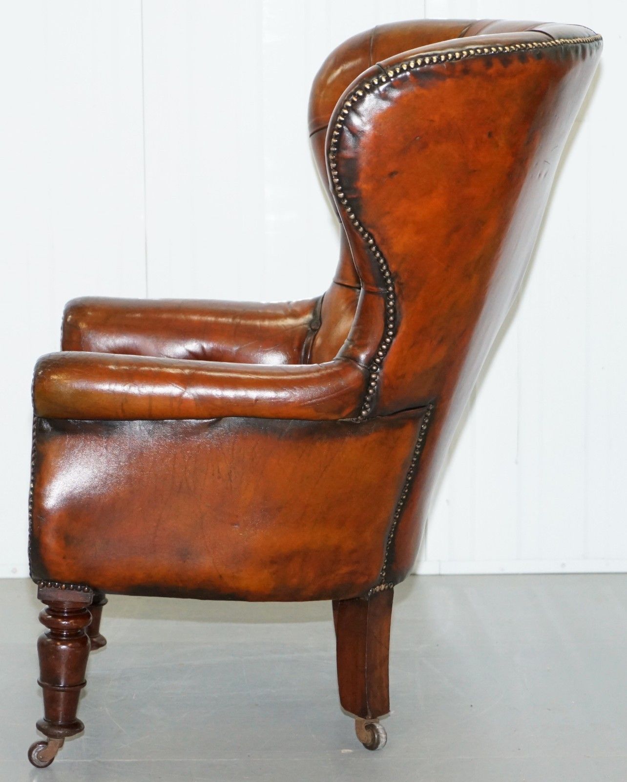 5000.0 Regency Chesterfield Brown Leather Porters Armchair In The Manor Of Gillows photo