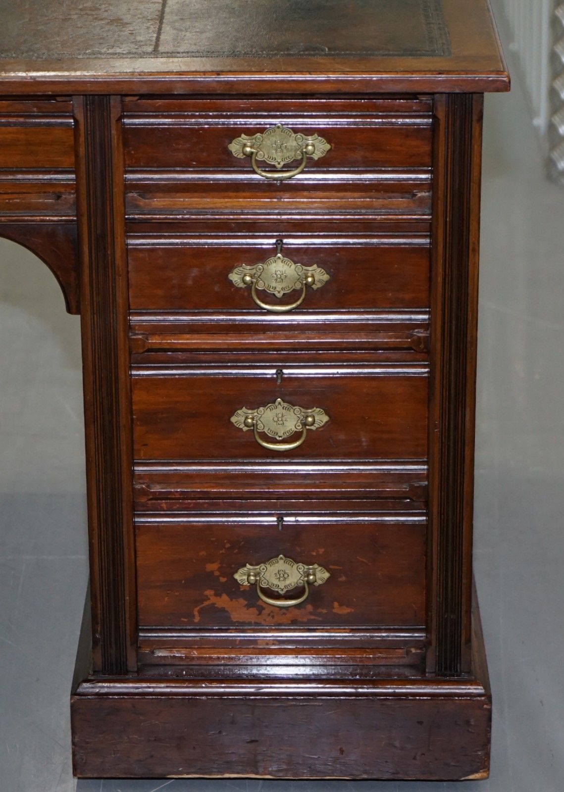 Rare Hampton & Son's Pall Mall Mahogany Twin Pedestal Writing Partners Desk photo vinterior