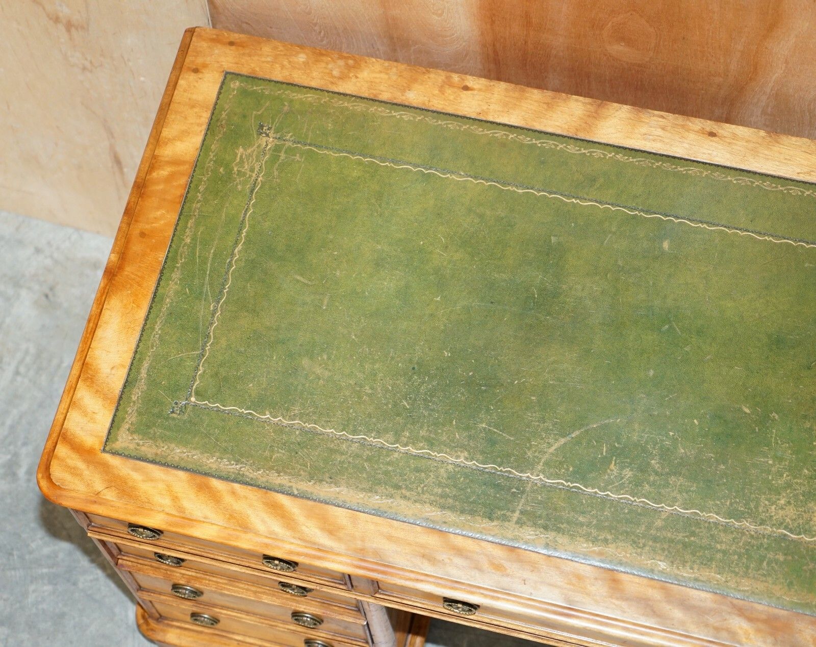 Antique Circa 1830 1850 James Winter & Sons London Satinwood Green Leather Desk photo buy