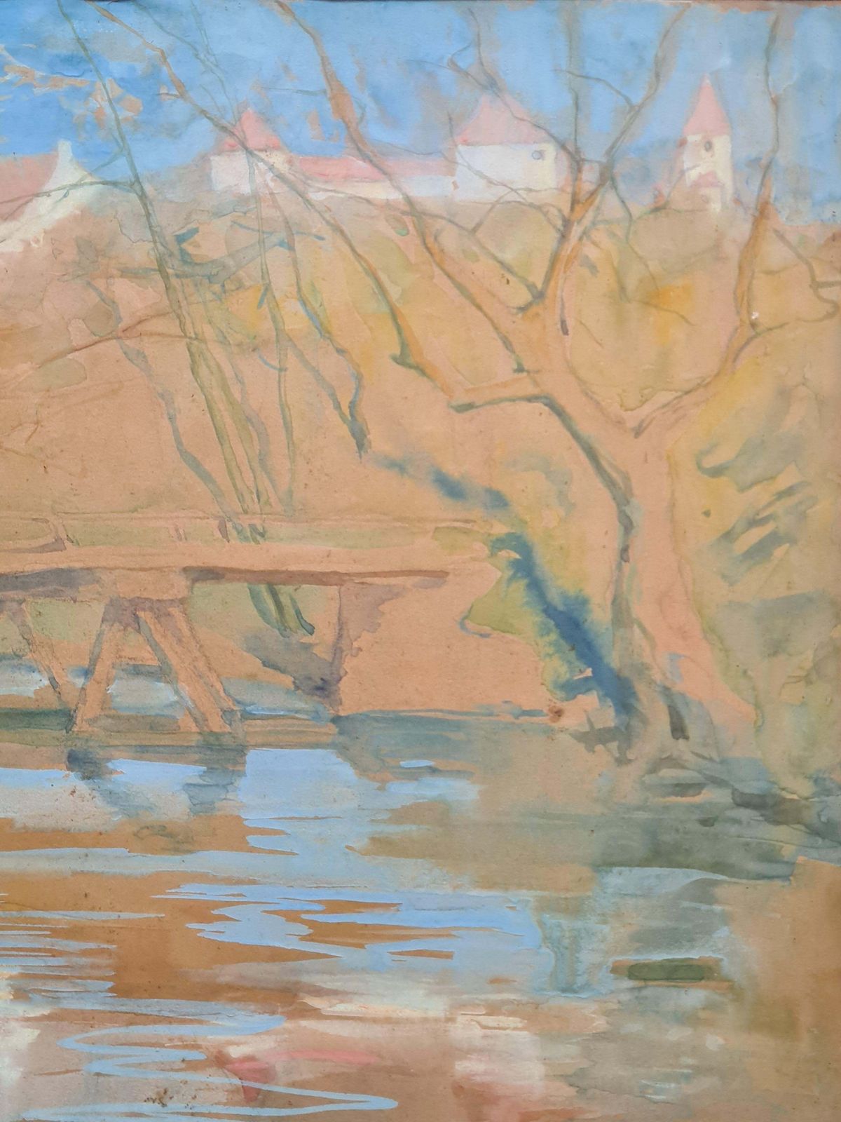 French Impressionist Landscape, Barbizon School, Crossing The River photo vinterior