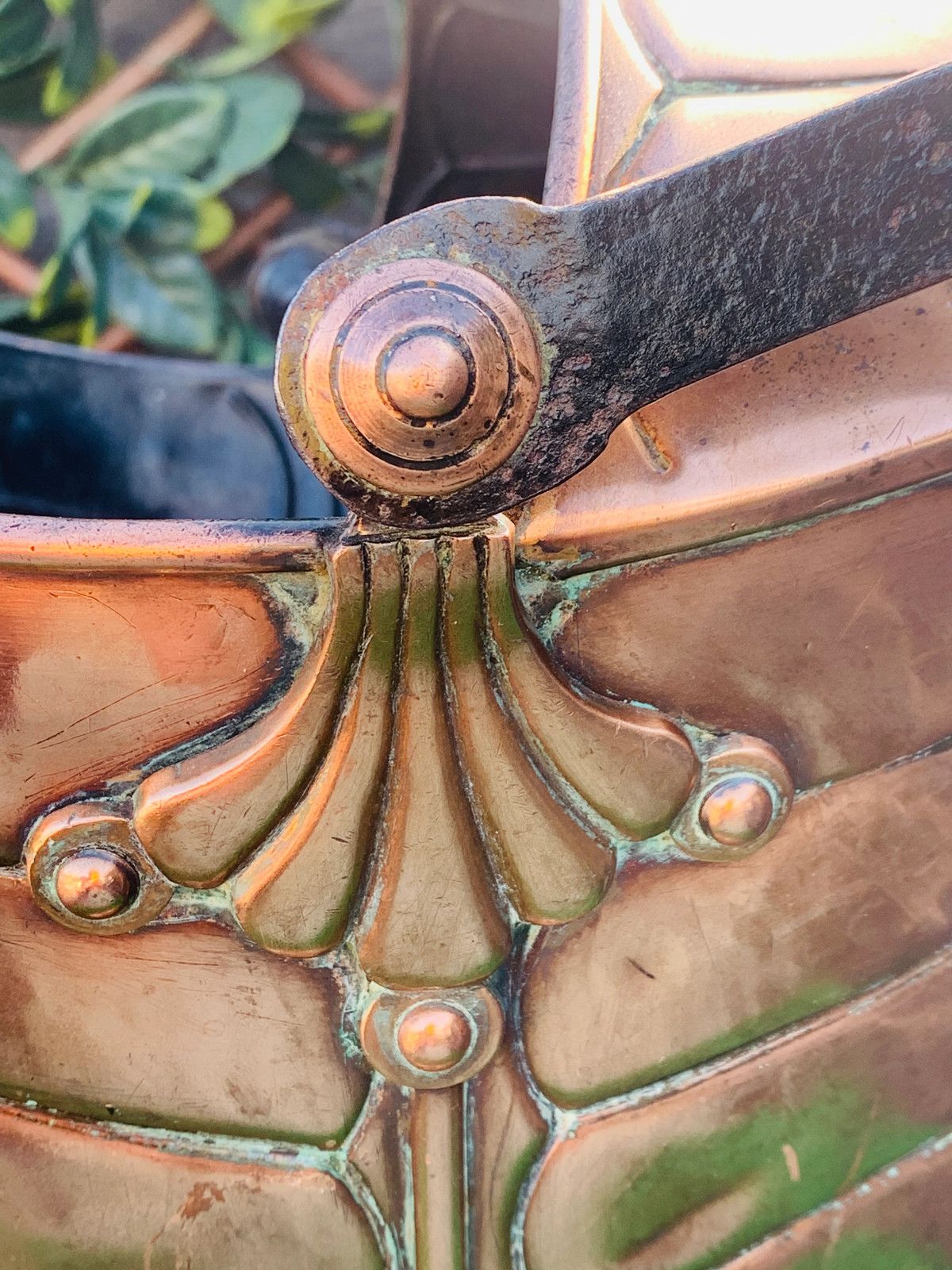 19th Century Helmet Shaped Copper Coal Scuttle. photo for sale