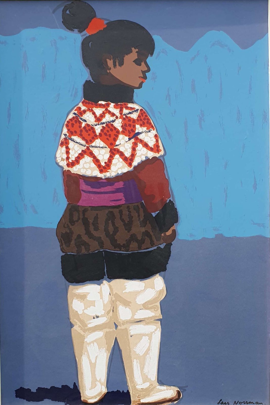 A Poster Of A Native Greenlander Girl Designed By Lars Norrman For Ikea, Sweden. 1970s. photo furniture