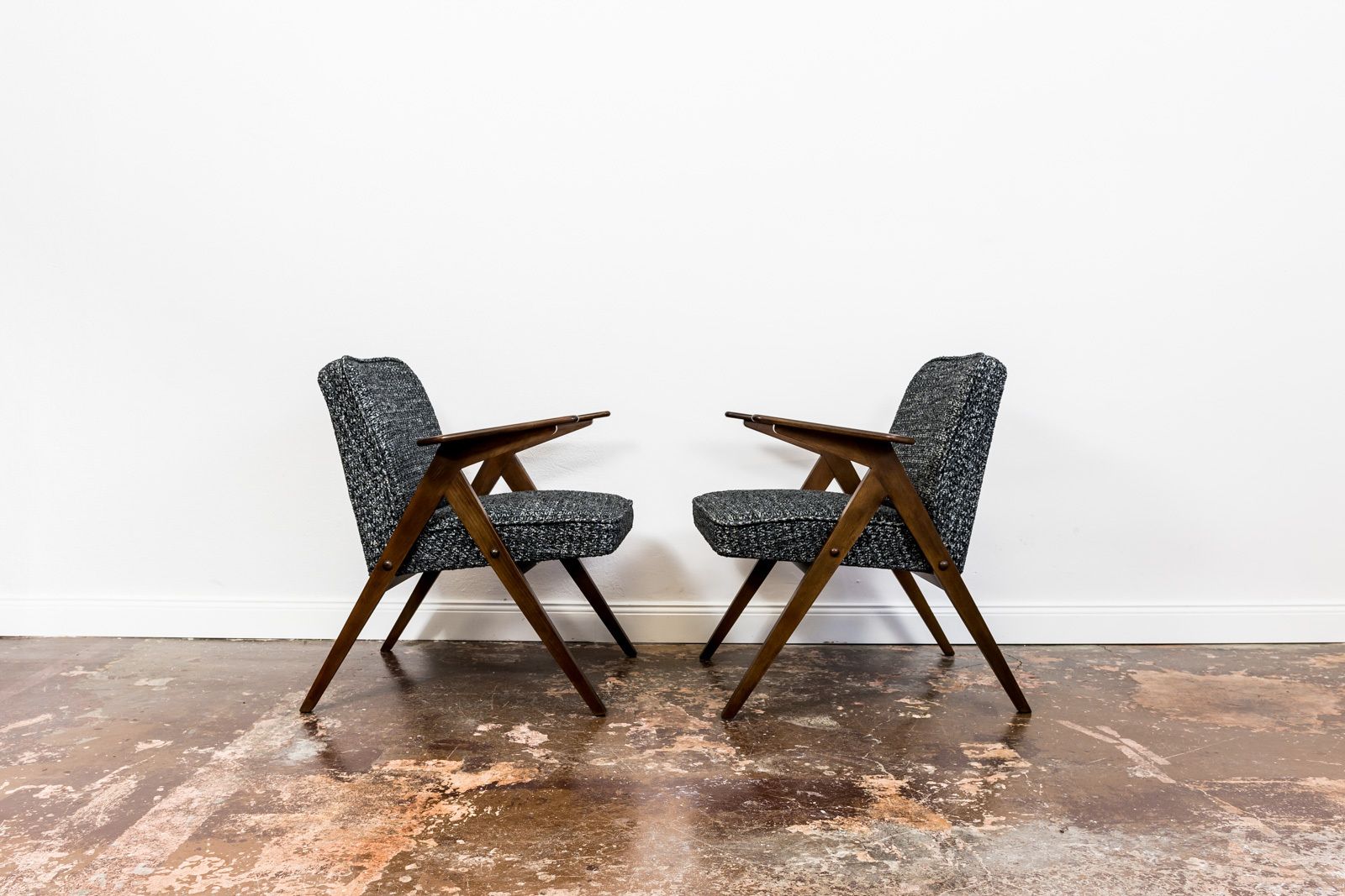 Mid Century Modern "Bunny" Armchairs, Poland, 1970's, Set Of 2 photo 1400.0