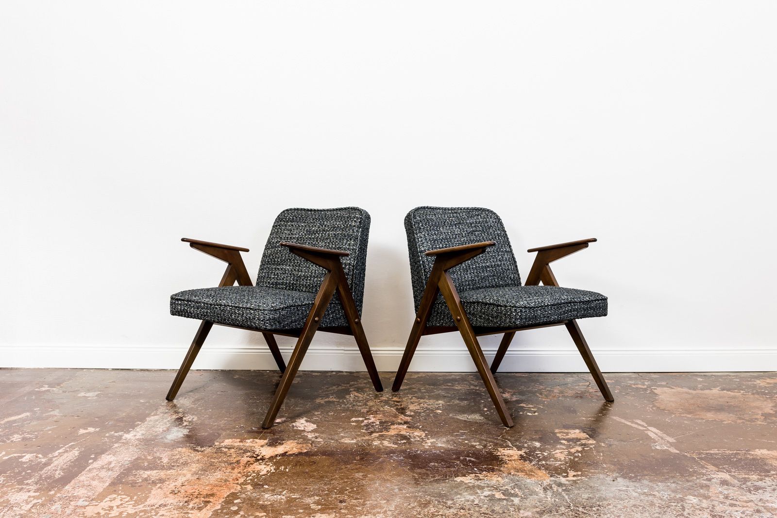 Mid Century Modern "Bunny" Armchairs, Poland, 1970's, Set Of 2 photo vintage