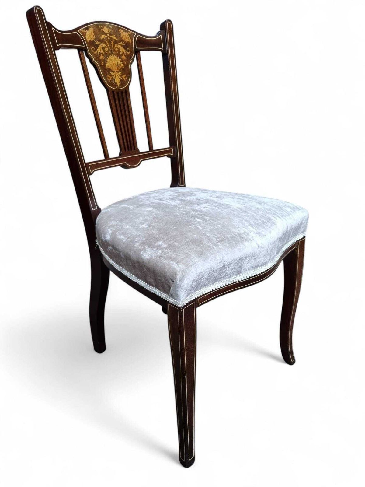 Antique Victorian Inlaid Mahogany Dining Chairs / Set Of 3 / C1880 / Free Delivery photo 290.0