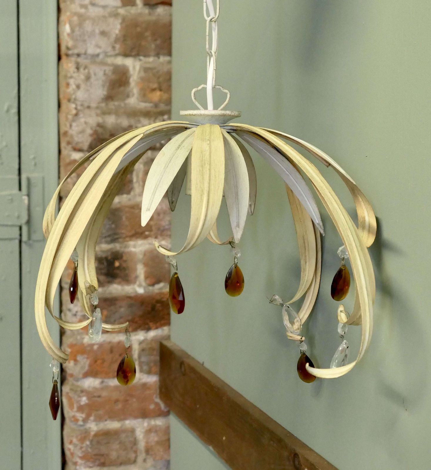 A Pair Of Matching French Toleware Pendant Lights photo Lighting