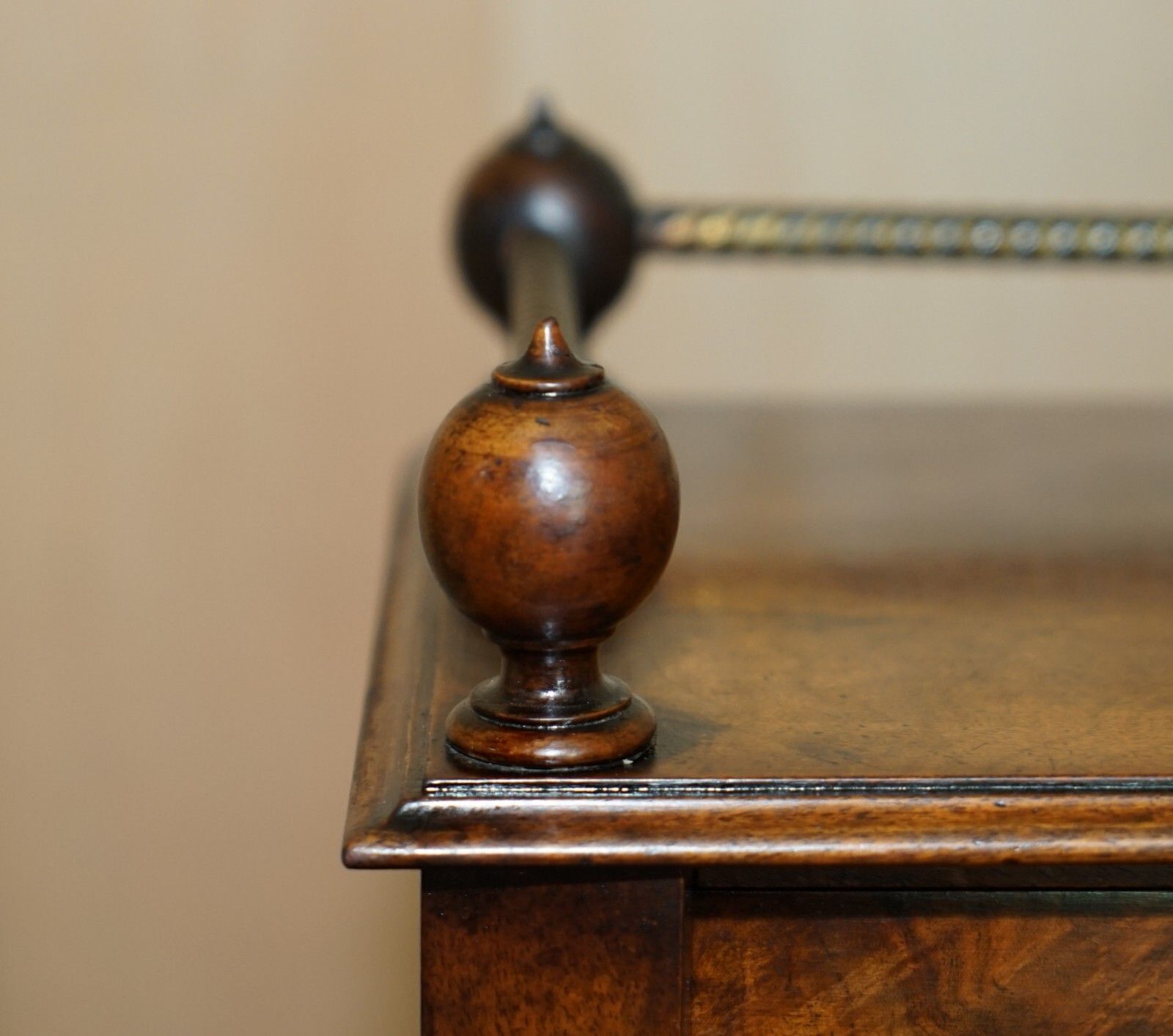 Antique Circa 1850 Patrick Beakey Dublin Oxblood Leather Demi Lune Gallery Desk photo Furniture
