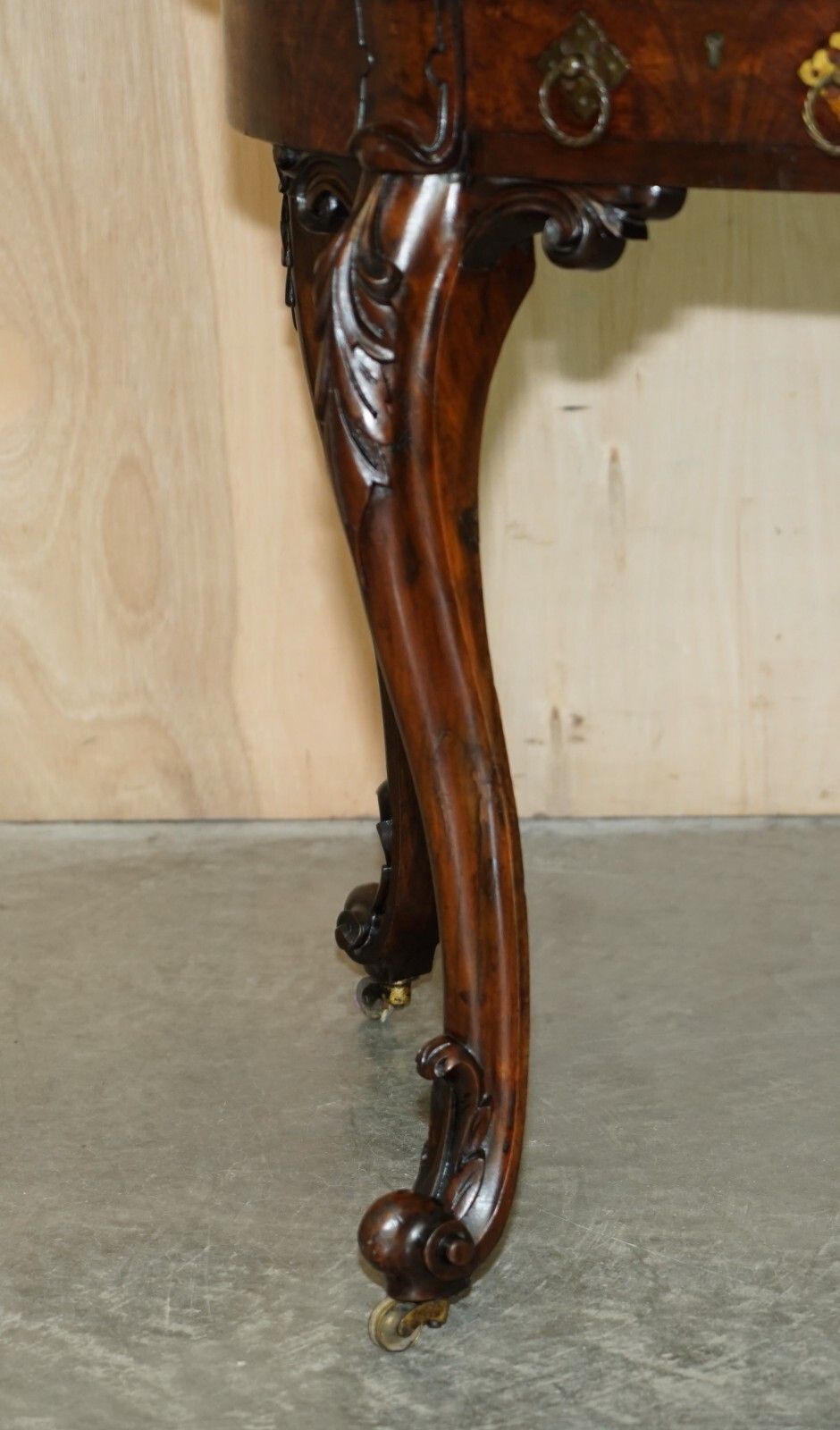 photo furniture Antique Circa 1850 Patrick Beakey Dublin Oxblood Leather Demi Lune Gallery Desk