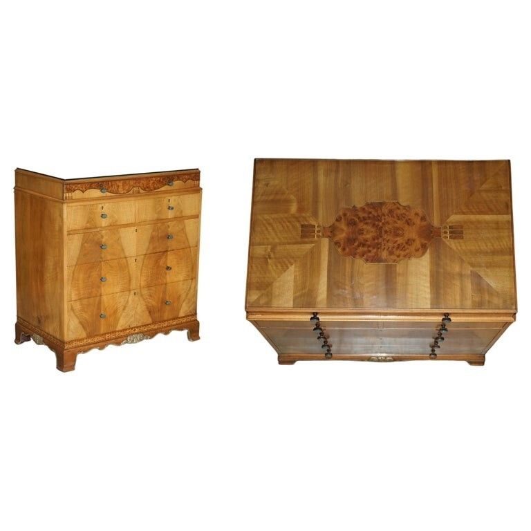 Finest Quality Waring & Gillow Burr Walnut Chest Of Drawers Part Of A Suite