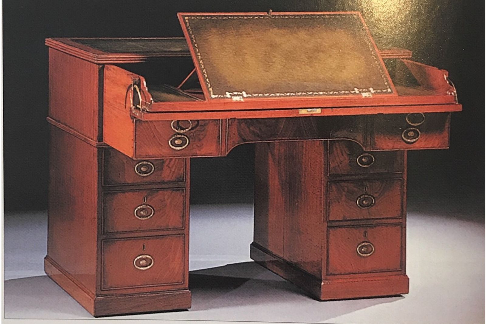 Robert Gillows II 1790 Writing Library Mahogany Chest Of Drawers Leather Slope photo furniture