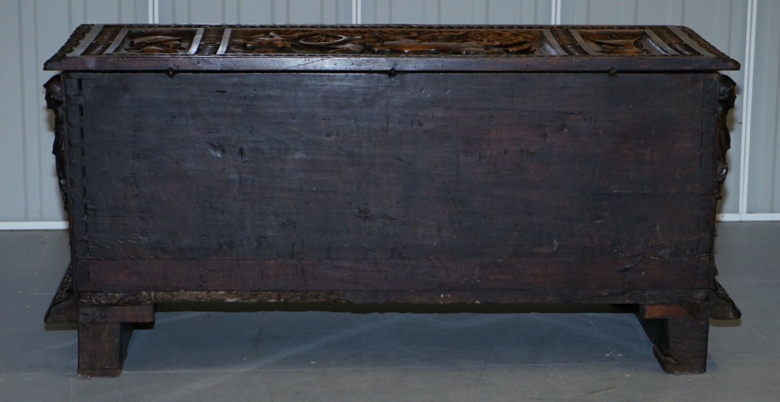 photo furniture Sublime Roman Chariot Ornately Hand Carved Antique Walnut Trunk Chest Or Coffer