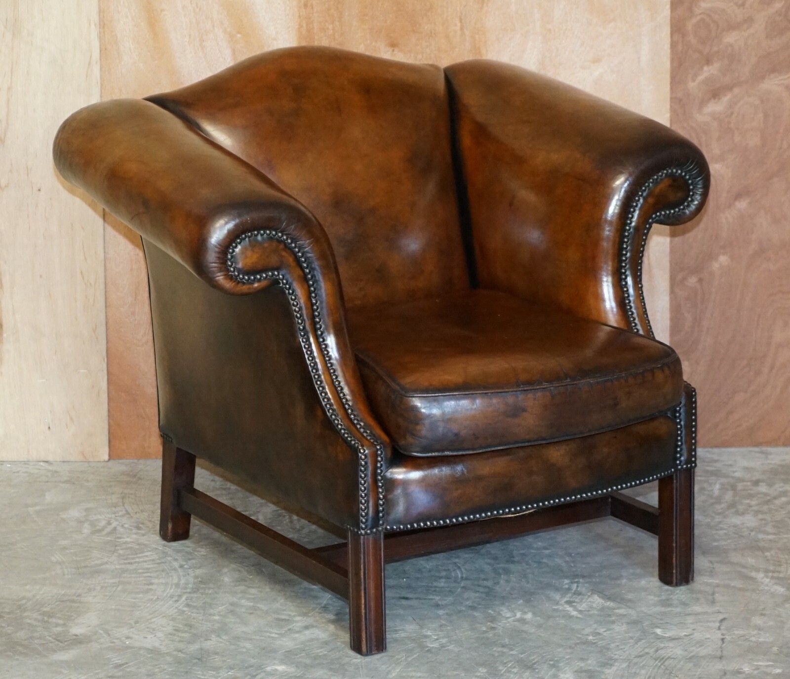 Part Of Large Suite This Lovely Pair Of Hand Dyed Brown Leather Club Armchairs photo furniture