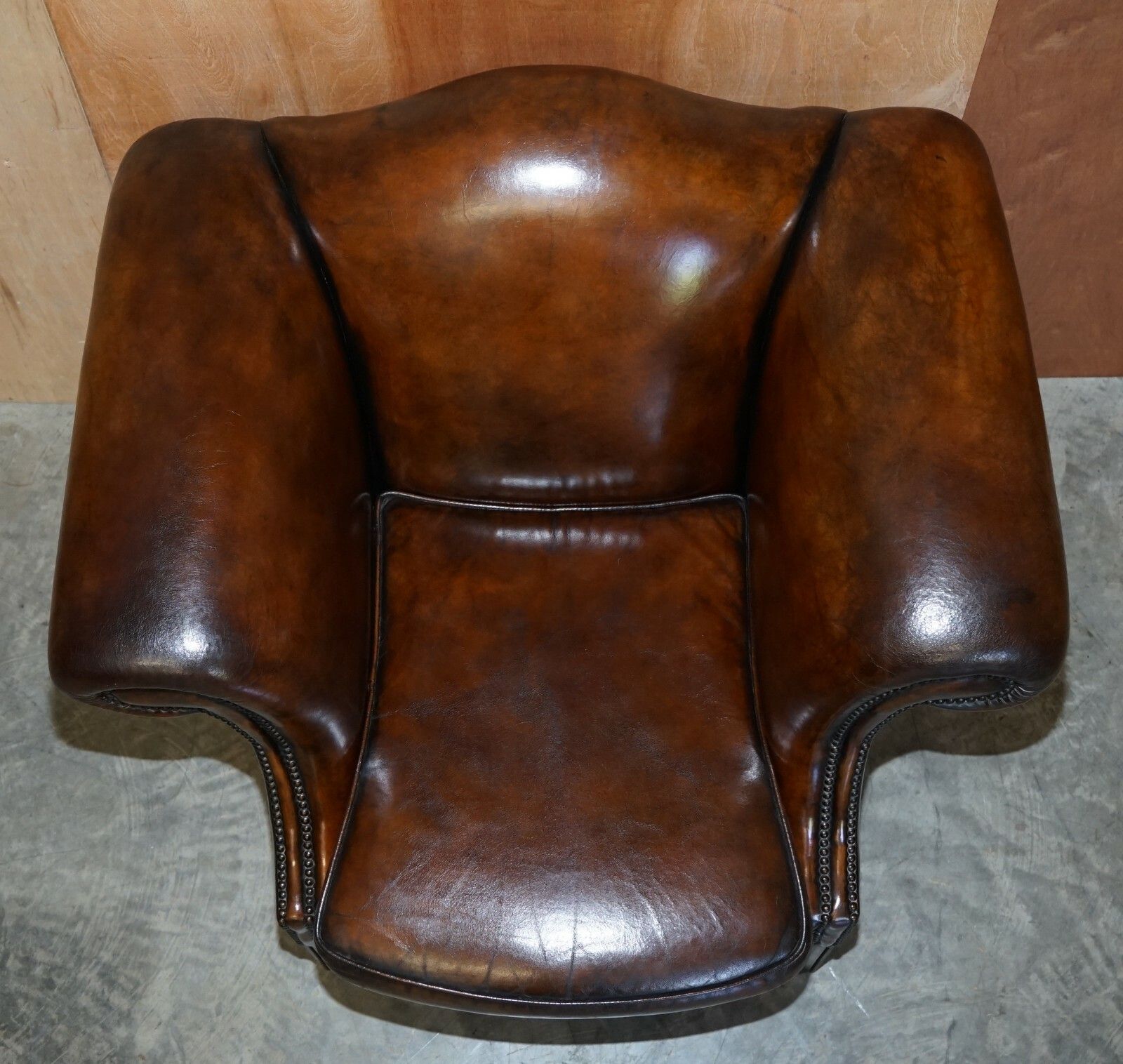 Part Of Large Suite This Lovely Pair Of Hand Dyed Brown Leather Club Armchairs photo Furniture