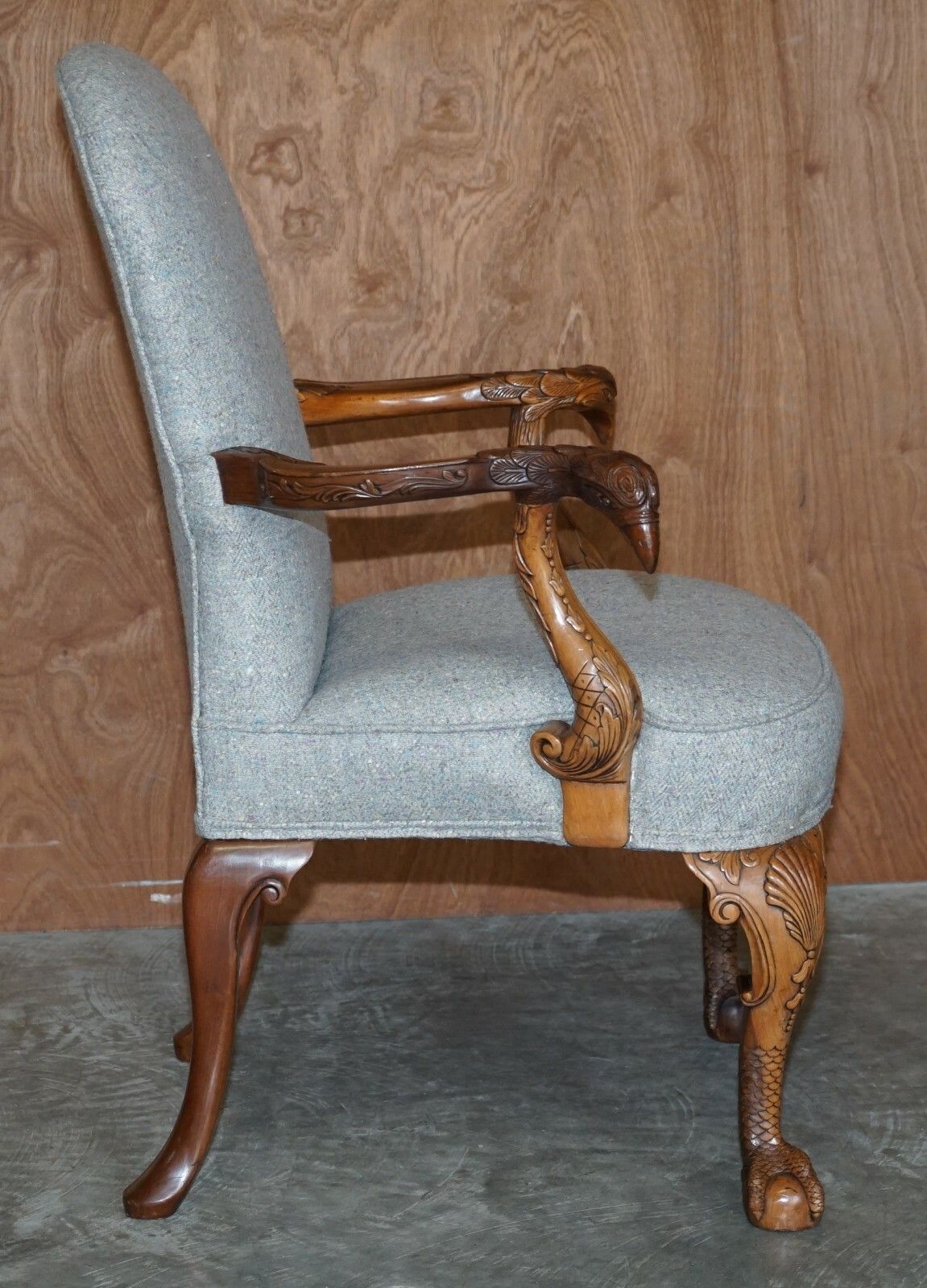 Pair Of Fully Restored Vintage Eagle Armed Claw & Ball Feet Throne Armchairs photo vintage