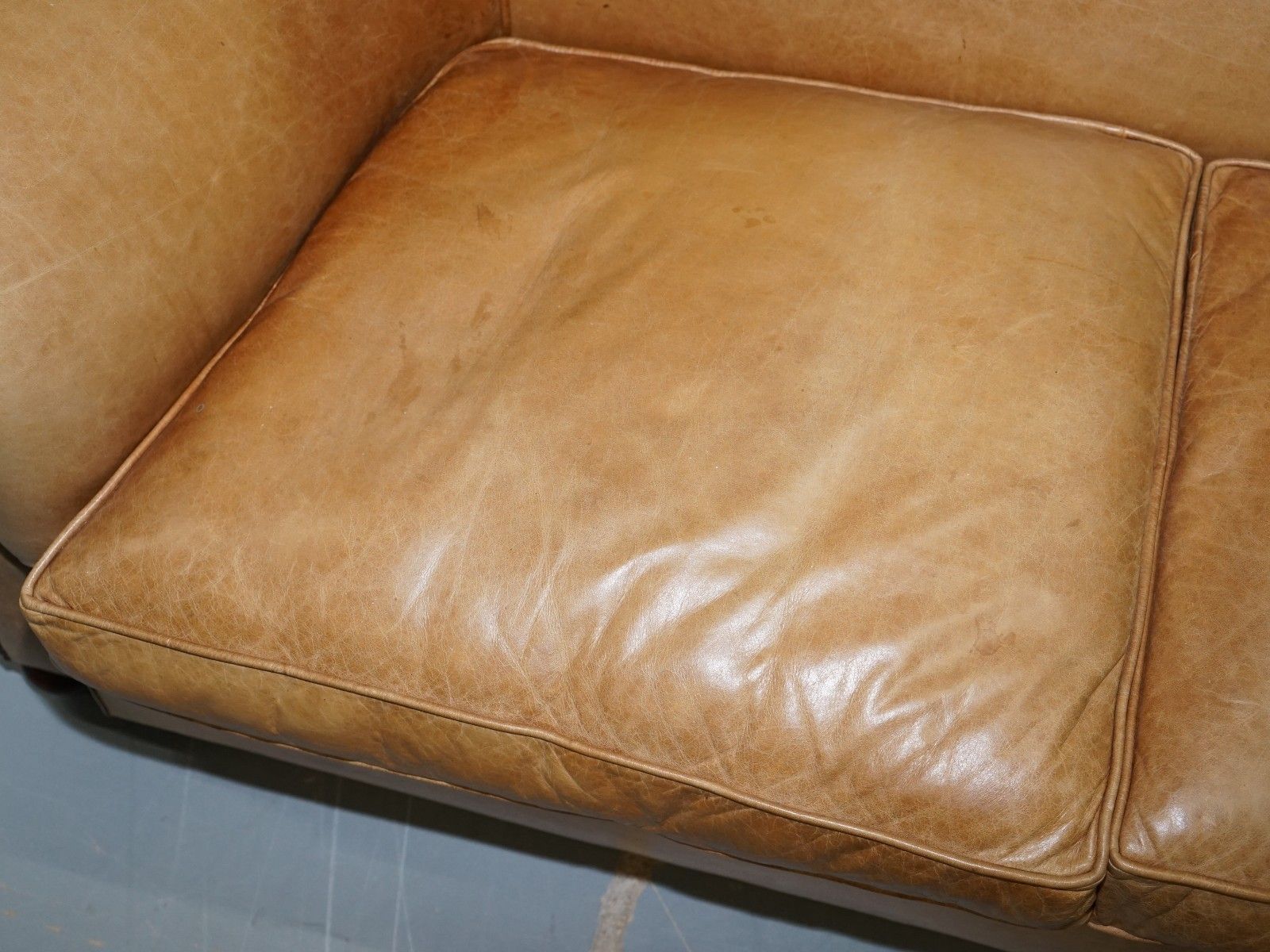 1 Of 2 Vintage Victorian Style Restored Brown Leather Club Sofas Coil Sprung photo vintage