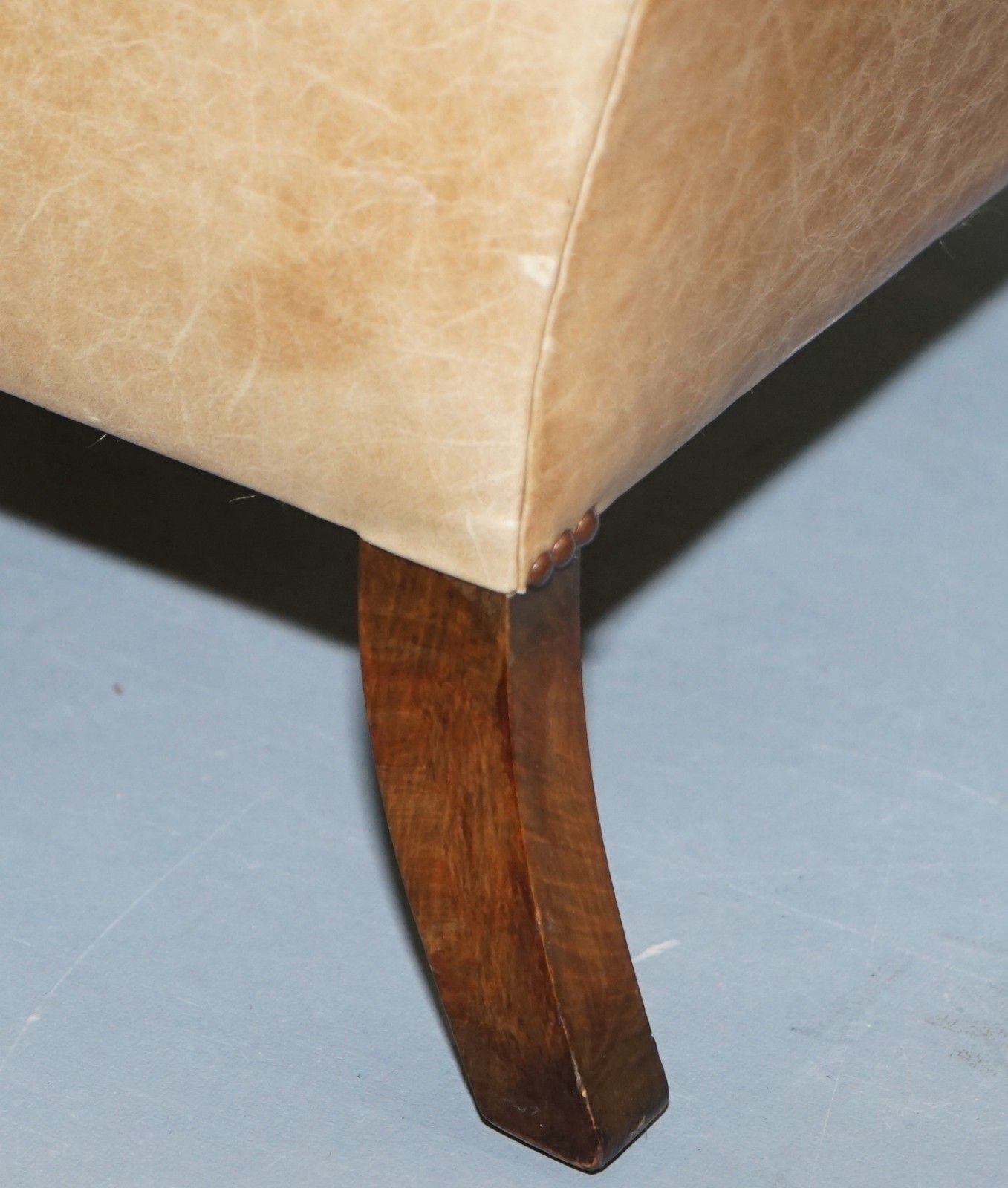 Furniture Pair Of Victorian Walnut Claw & Ball Feet Aged Heritage Brown Leather Armchairs photo