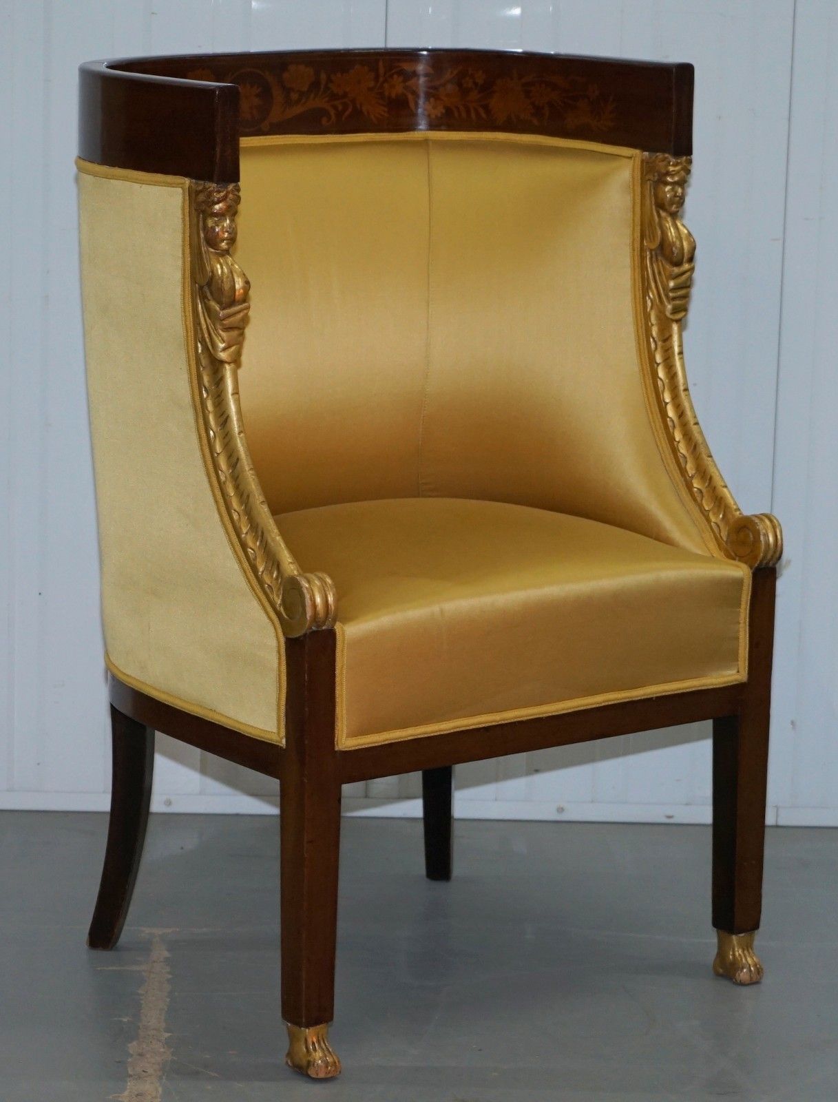 1870 French Empire Marquetry Inlaid Suite Pair Bergere Armchairs & Settee Canape photo buy