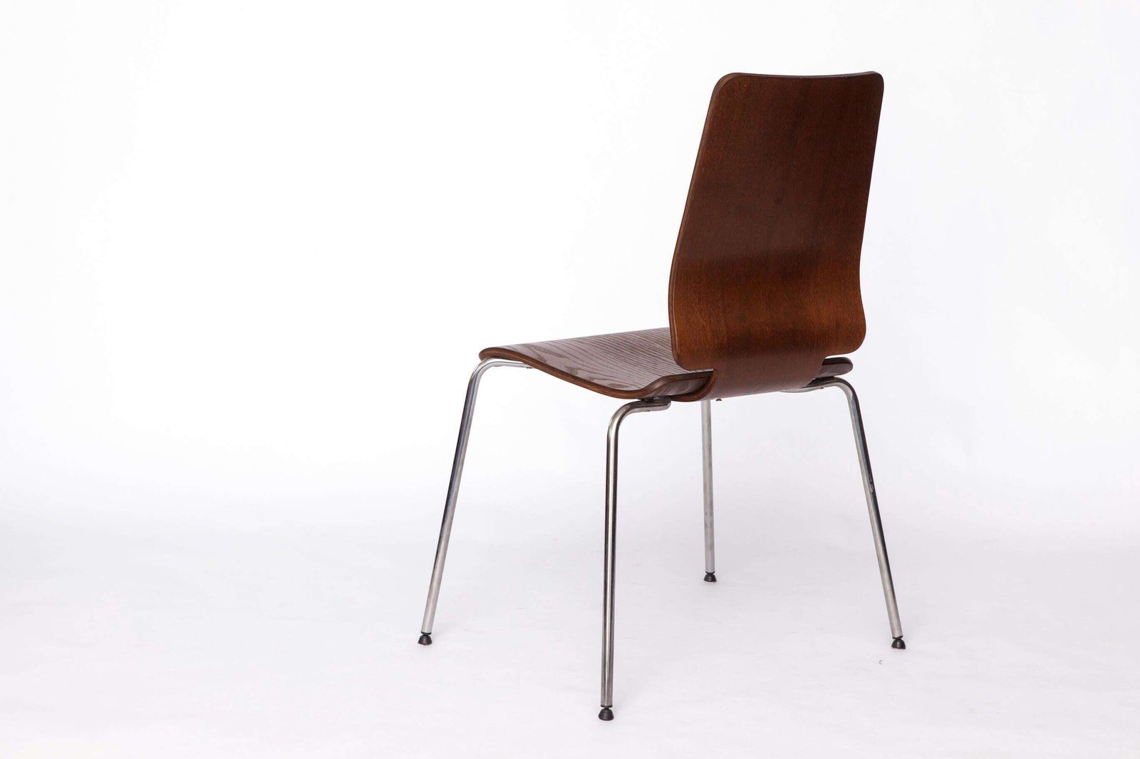 photo furniture Ikea Gilbert Chair – 1990s Vintage Stackable Dining Chair, Teak Plywood Seat With Chrome Legs