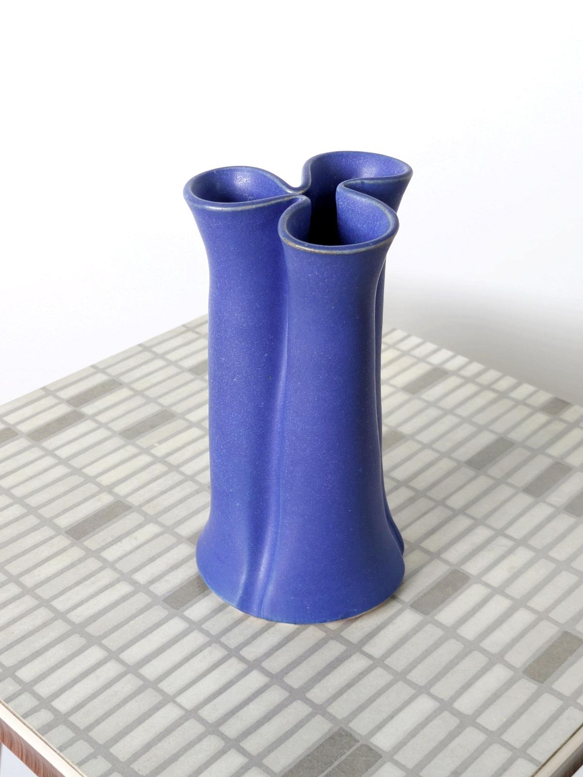 Midcentury Aage Würtz Ceramic Bud Vase, Danish Pottery, Rich Blue Glaze, 1960s Scandinavian Decor photo furniture