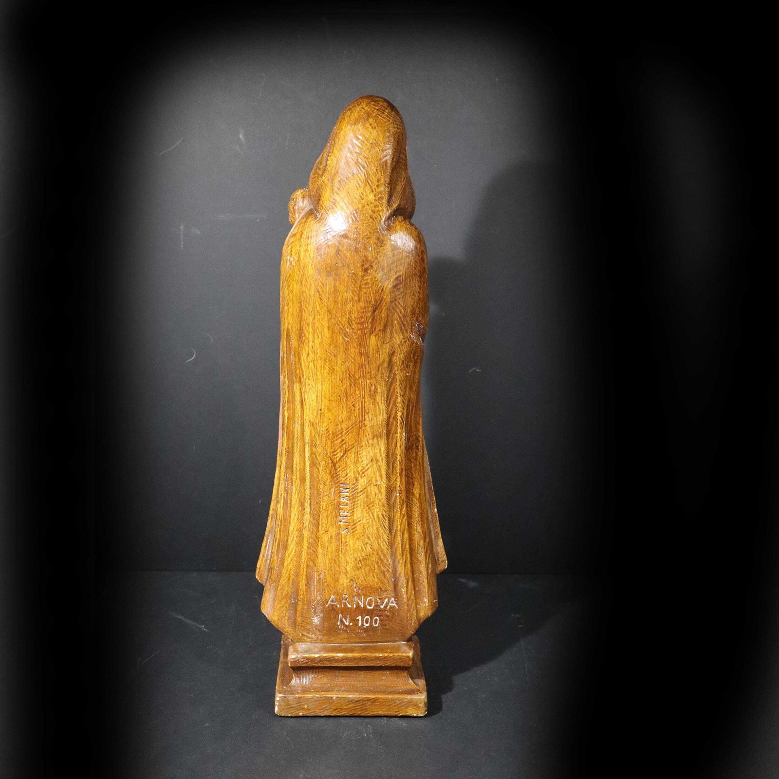 Antique Italian Madonna Statue Large Terracotta Virgin Mary And Child Chalkware Sculpture S. Melani photo buy