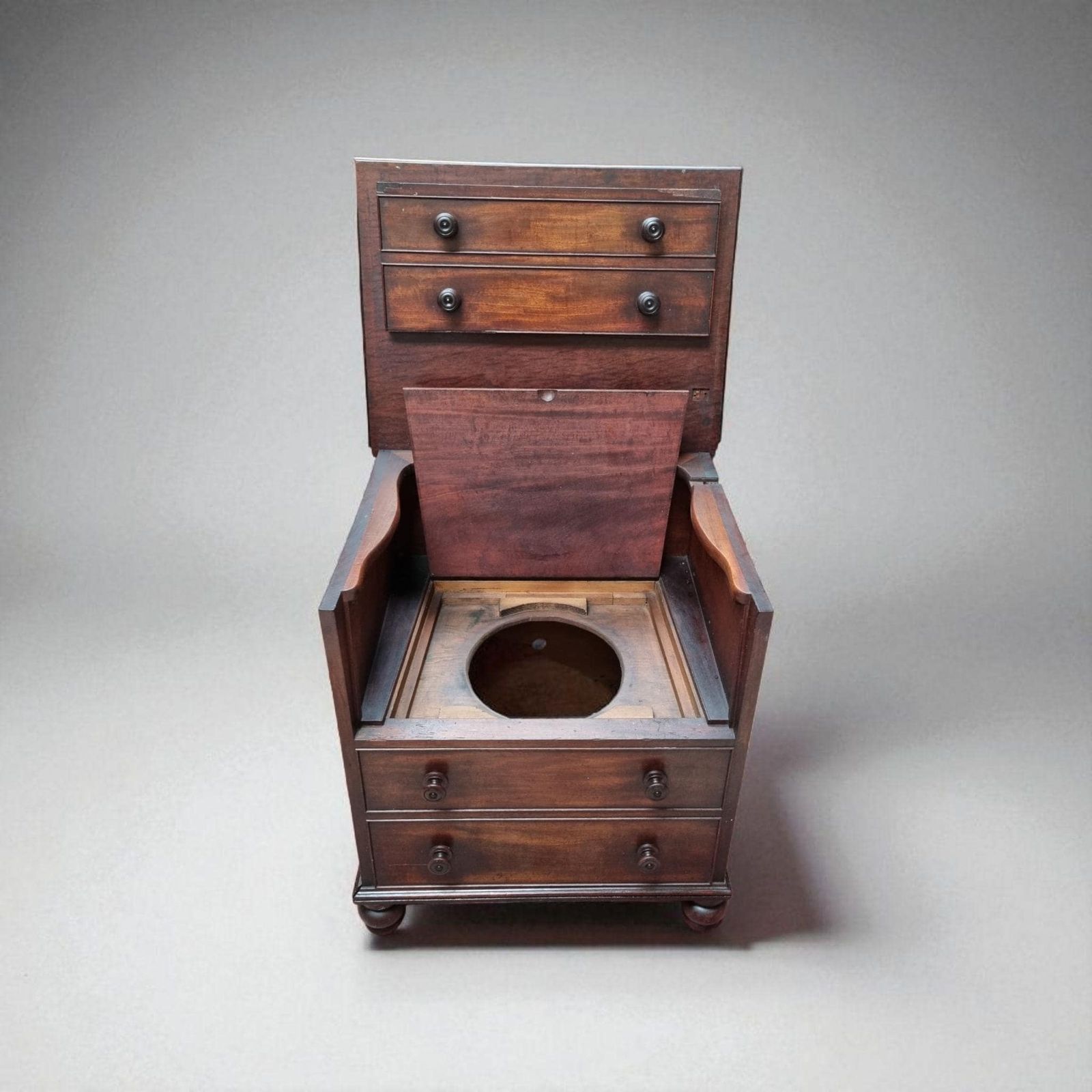 Antique Victorian Mahogany Faux Drawers Commode / Made In England C1860 photo for sale