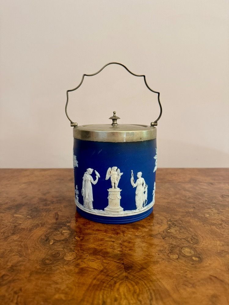 Wonderful Antique Wedgwood Jasper Ware Biscuit Barrel