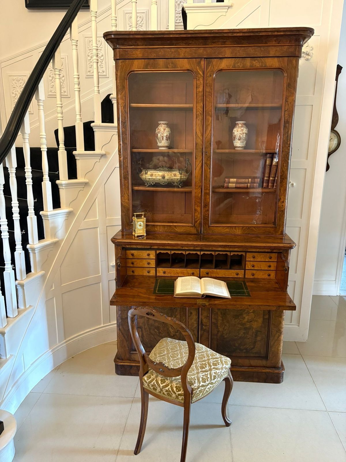 Antique 19th Century Outstanding Quality Burr Walnut Secretaire Bookcase photo 5450.0