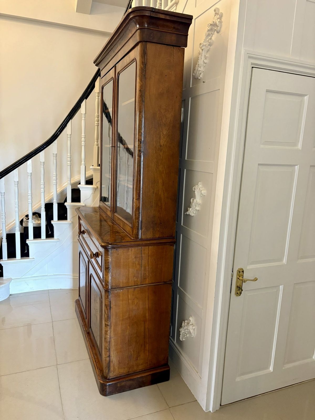 Antique 19th Century Outstanding Quality Burr Walnut Secretaire Bookcase photo vinterior