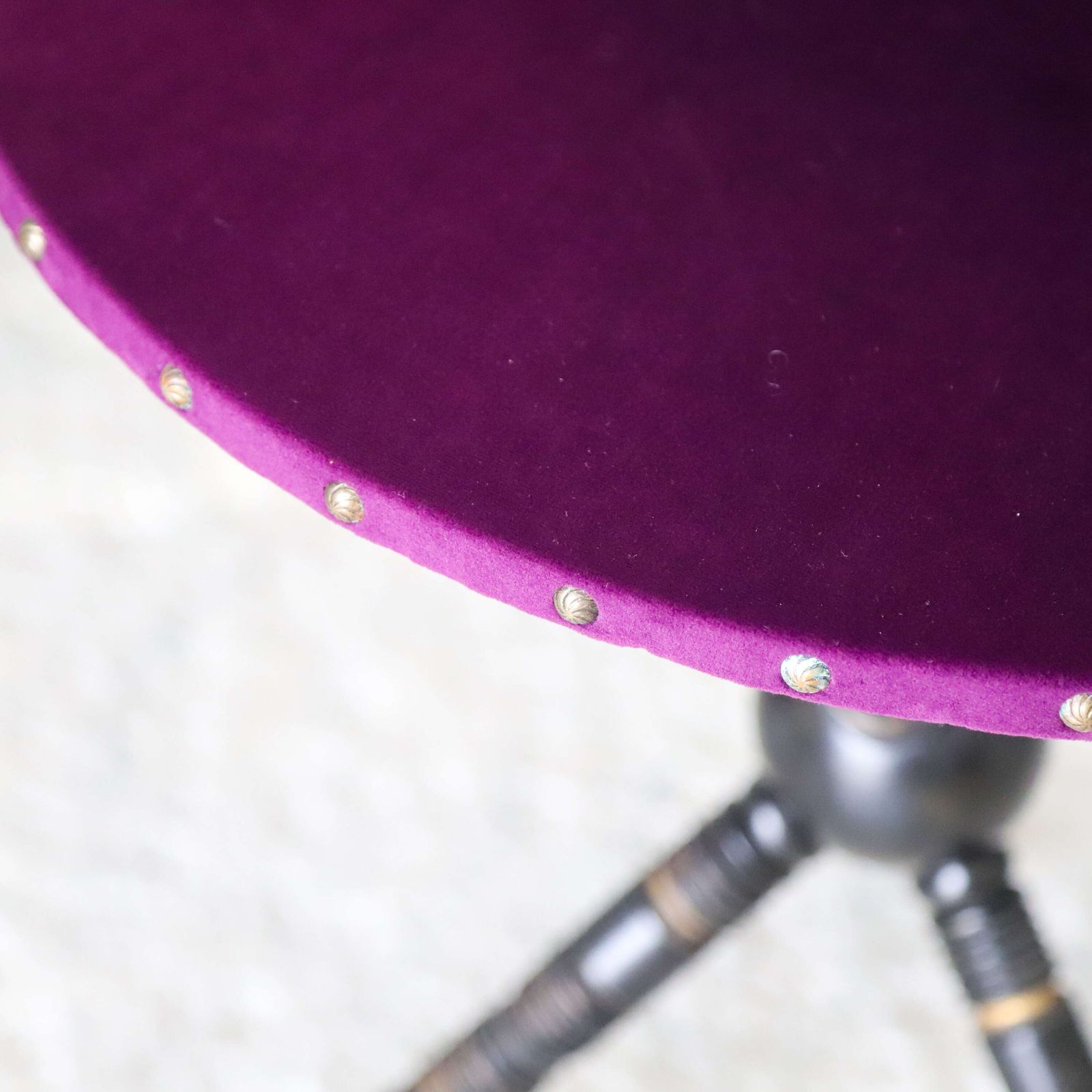 Aesthetic Movement Circular Ebonised ‘Gypsy Table’ In Designer's Guild Purple Velvet photo buy