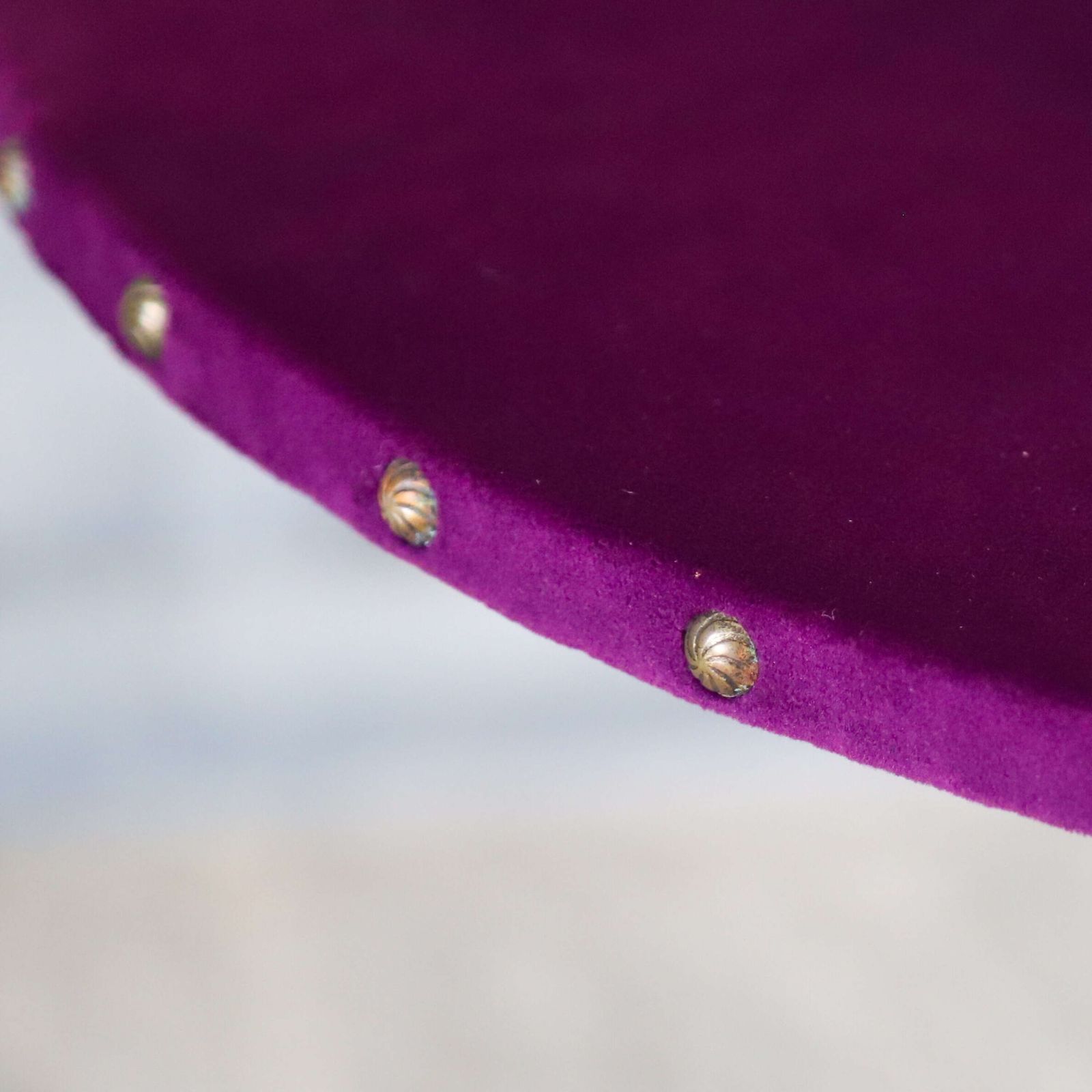 Aesthetic Movement Circular Ebonised ‘Gypsy Table’ In Designer's Guild Purple Velvet photo vintage