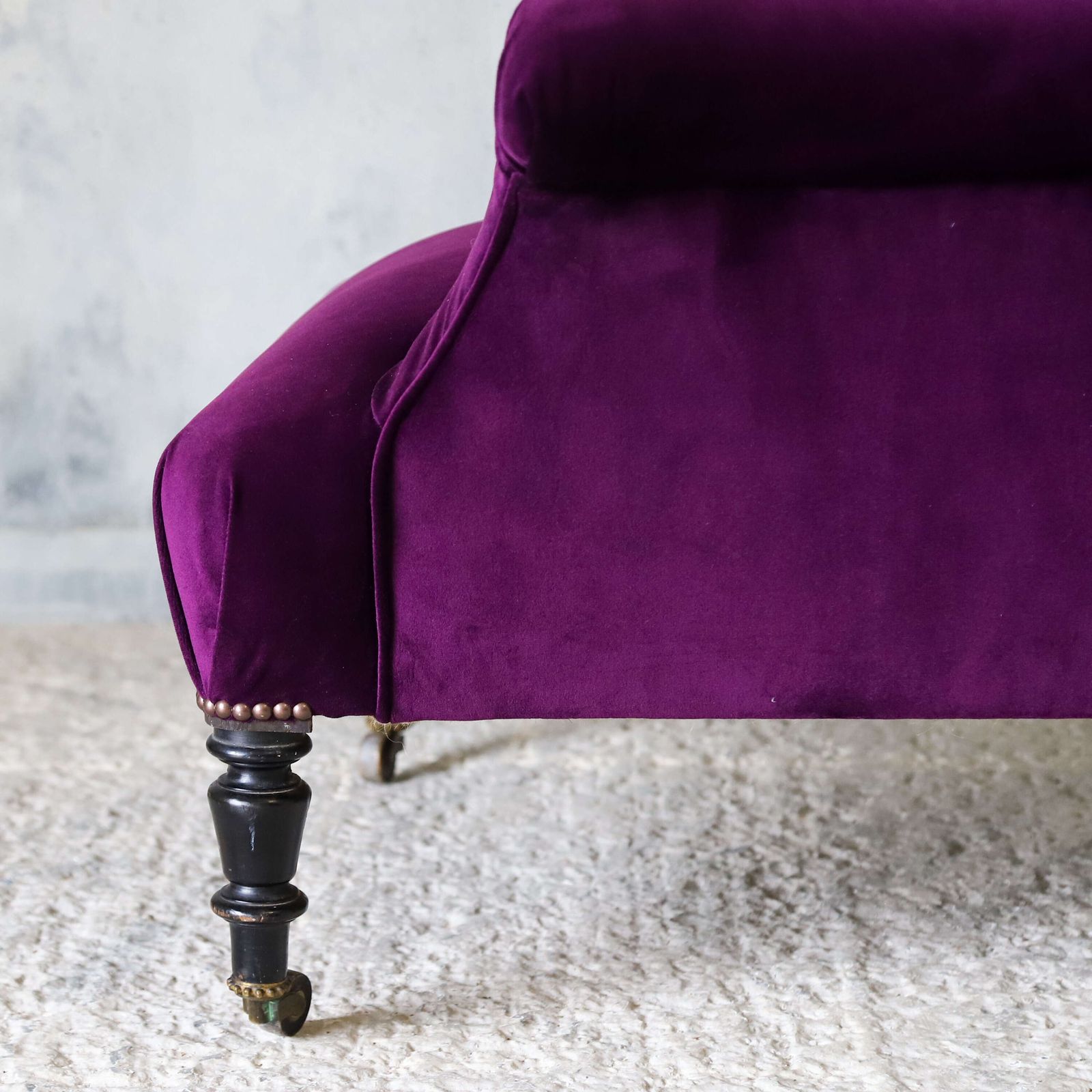 Antique Napoleon III Armchair Recovered In Designers Guild Purple Velvet photo 1235.0