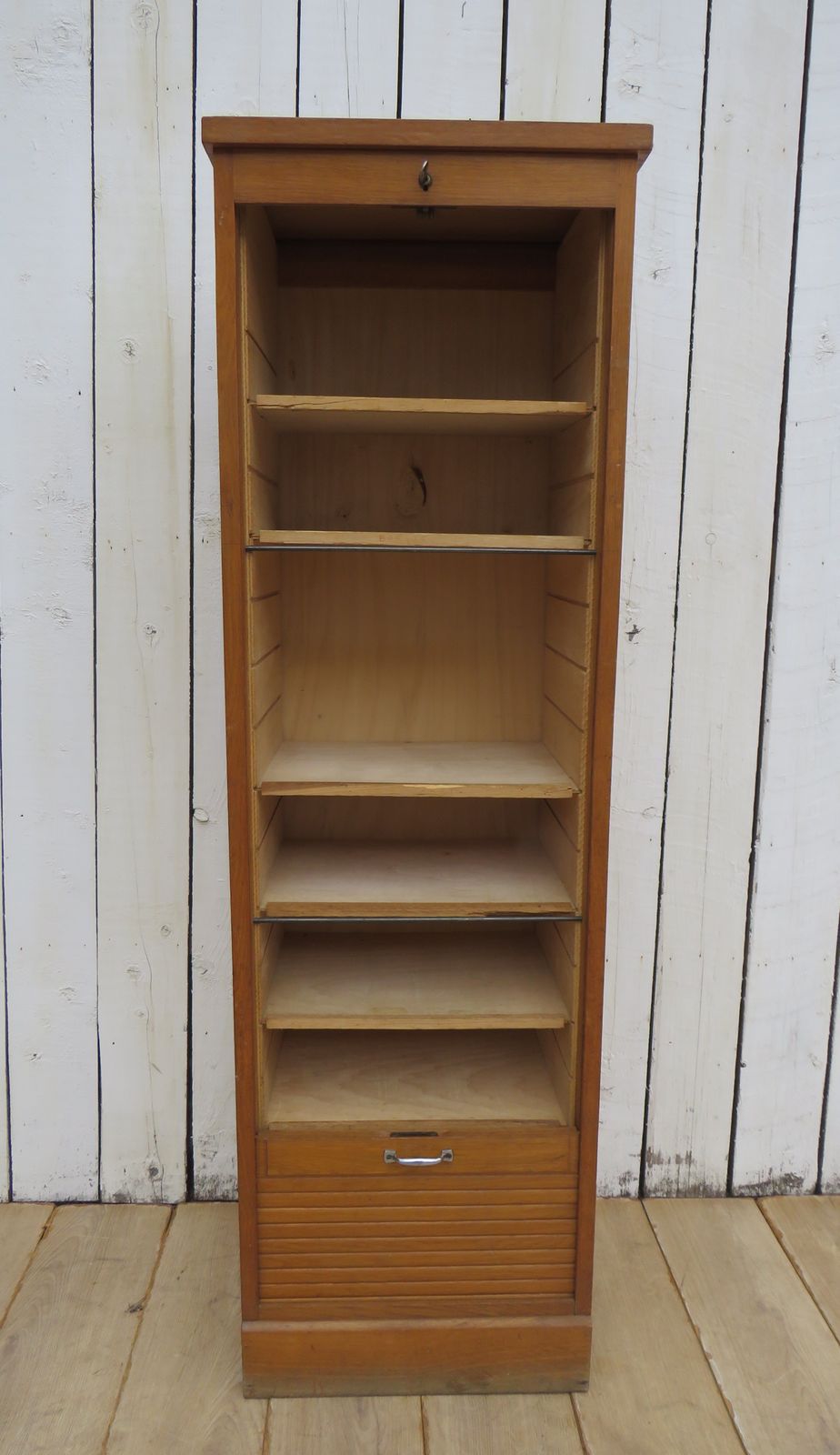 1940's French Oak Tambour Front Filing Cabinet photo furniture