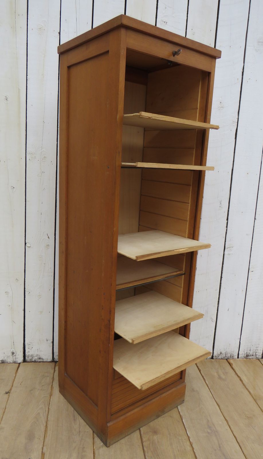 1940's French Oak Tambour Front Filing Cabinet photo Furniture