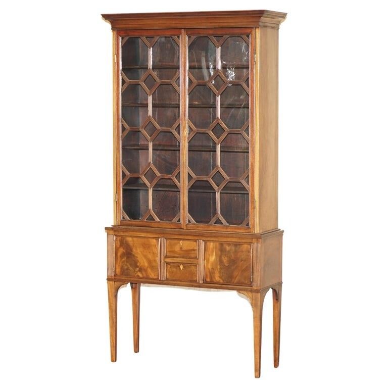 Elegant Antique Victorian Circa 1870 Astral Glazed Bookcase With Long Legs
