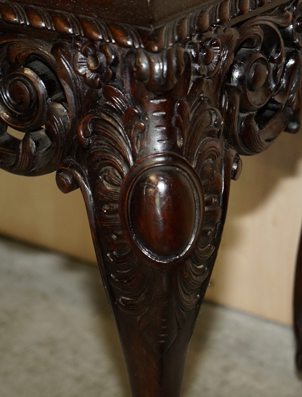 photo for sale Antique Burr Walnut Lion Hairy Paw Feet Drinks Cabinet William & Mary Style
