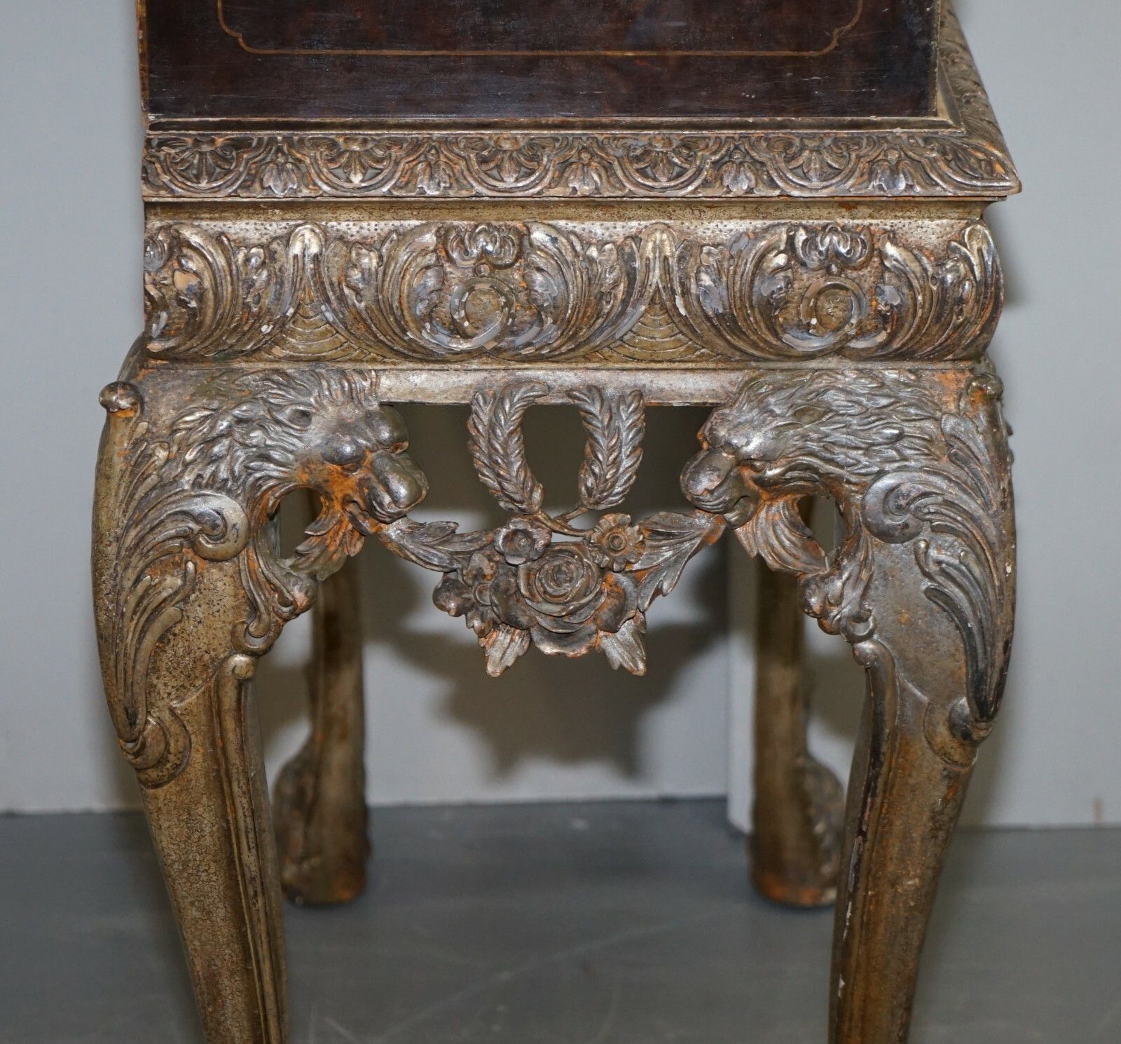 3950.0 1840 Italain Venetian Cabinet On Stand Polychrome Painted & Lion Heads Carvings photo