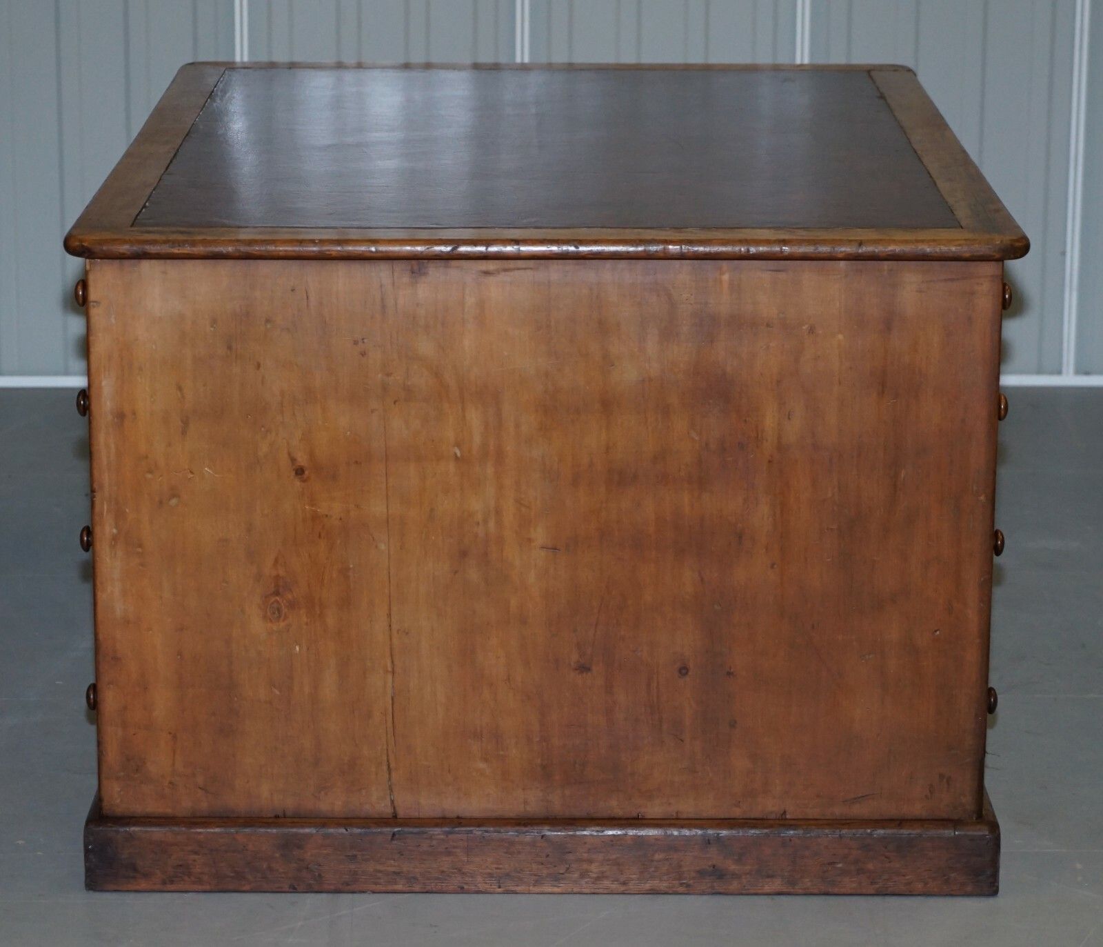 Antique English Victorian Double Sided Oak Twin Pedestal 18 Drawer Kneehole Desk photo buy