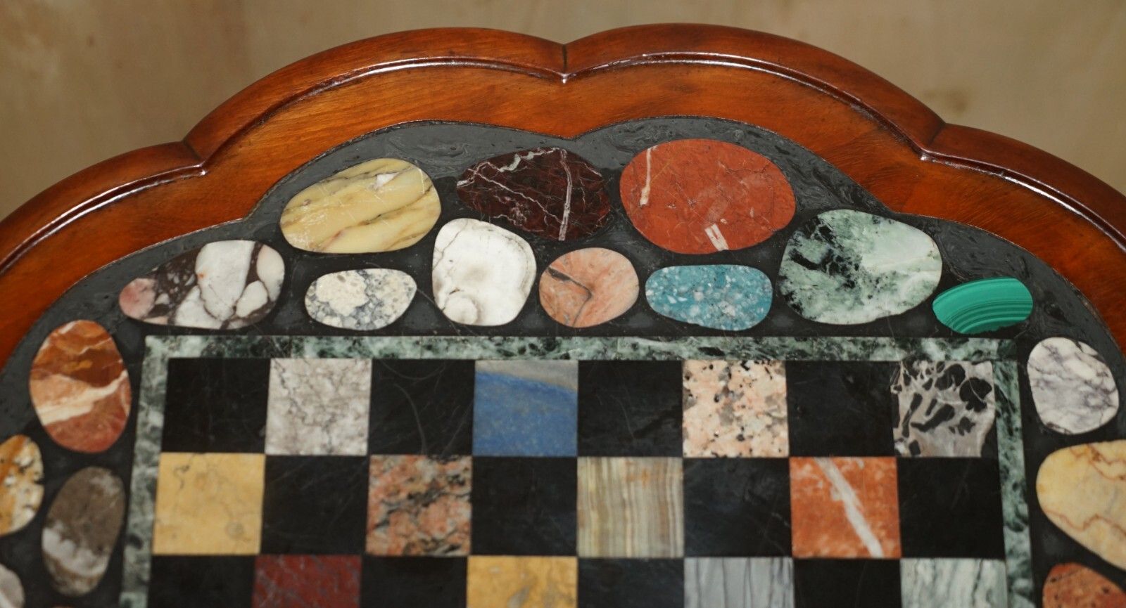 Fine Antique William IV 1830 Pietra Dura Specimen Marble Chess Board Table photo vinterior