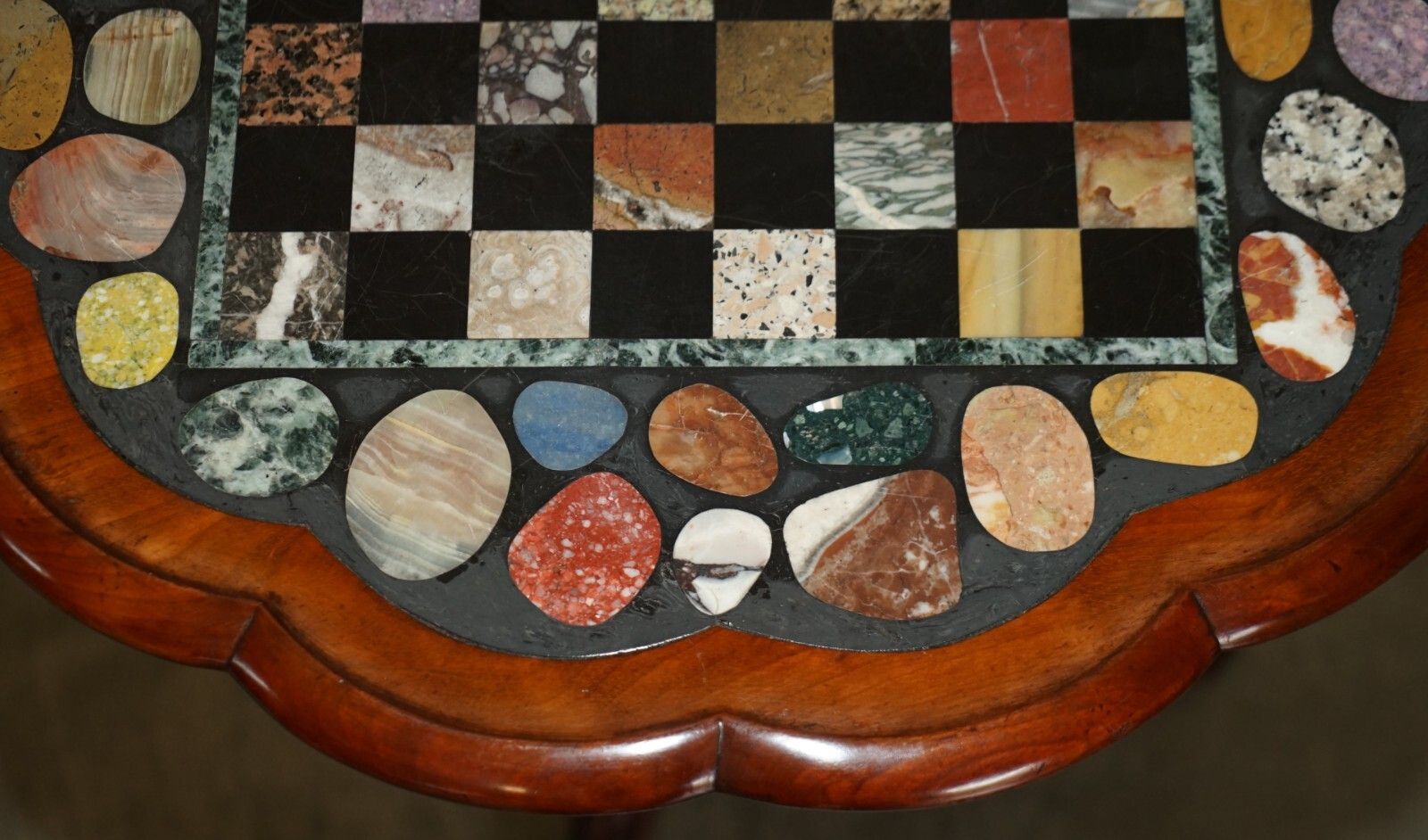 Fine Antique William IV 1830 Pietra Dura Specimen Marble Chess Board Table photo vintage
