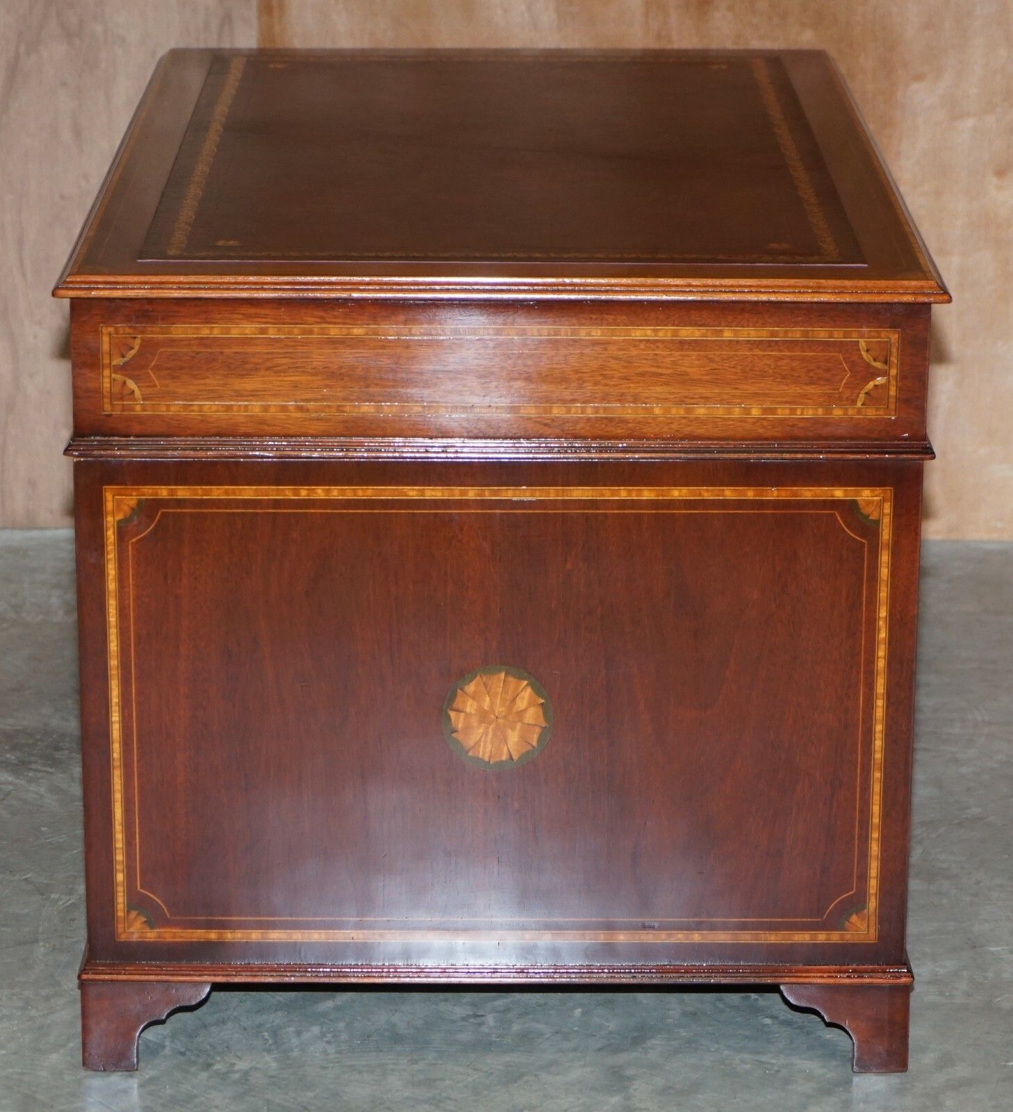 Stunning Antique Victorian Fully Restored Sheraton Revival Desk Oxblood Leather photo vintage