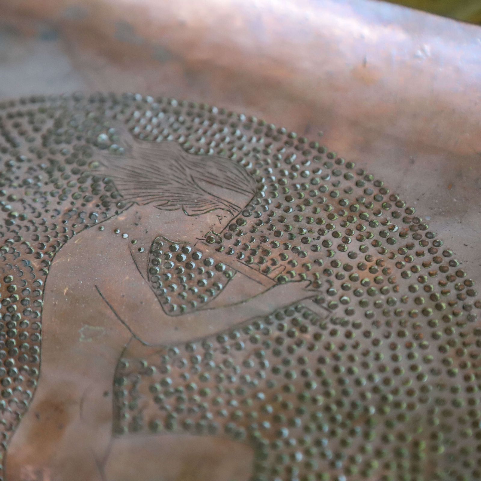 photo furniture Italian 1920s Decorative Art Nouveau Brass Side Table With Engraved Copper Tray